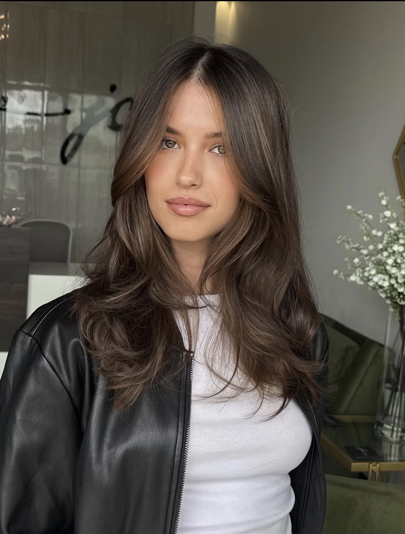 Chocolate Balayage With Soft Face-Framing Layers