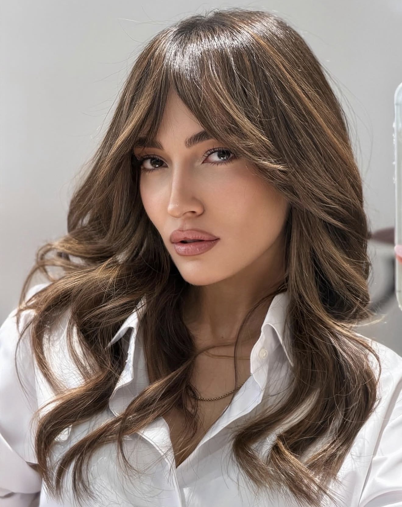Chocolate Brown Balayage With Soft Face-Framing Layers
