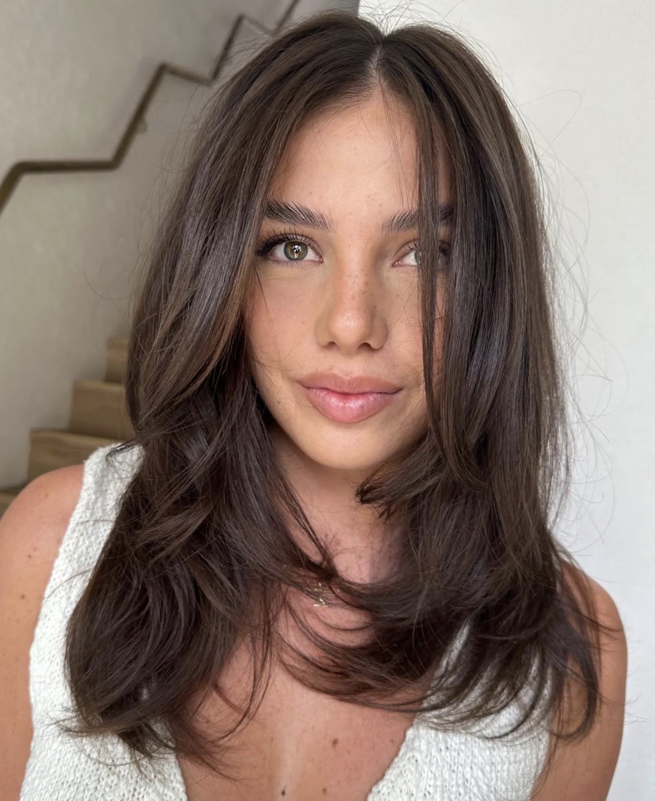 Chocolate Brunette With Face-Framing Layers