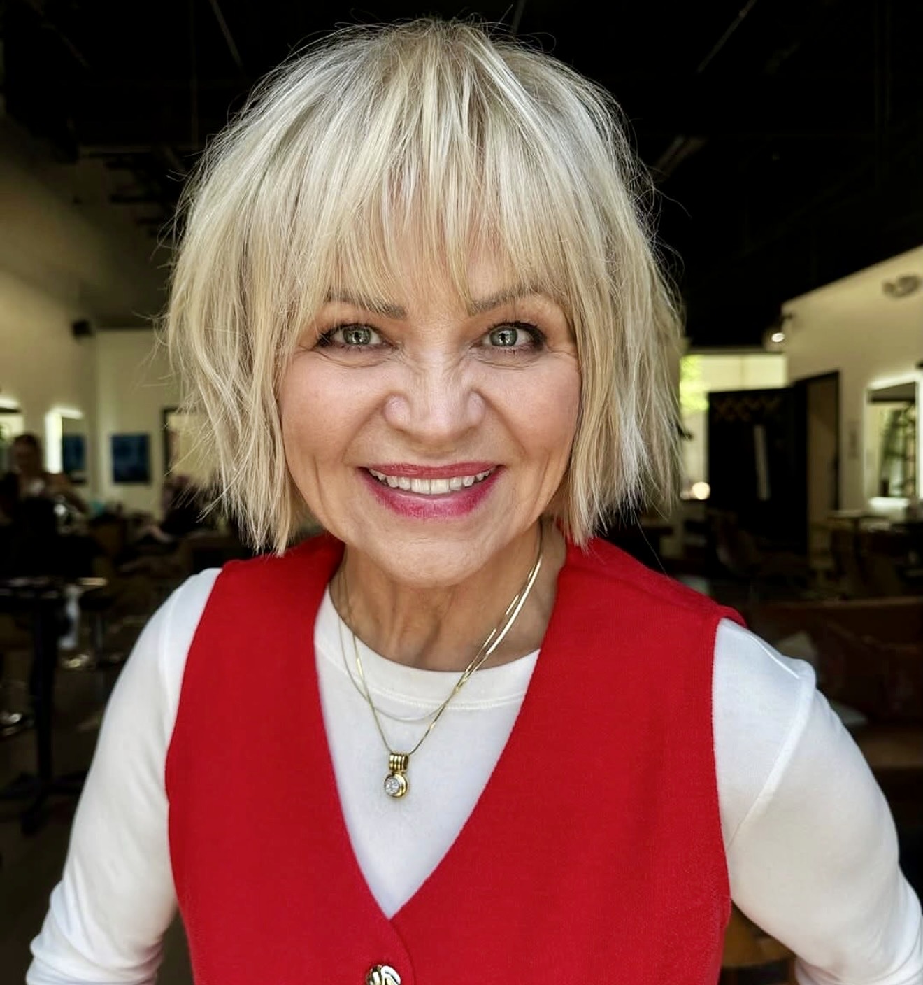 Choppy Blonde Bob With Textured Curtain Bangs