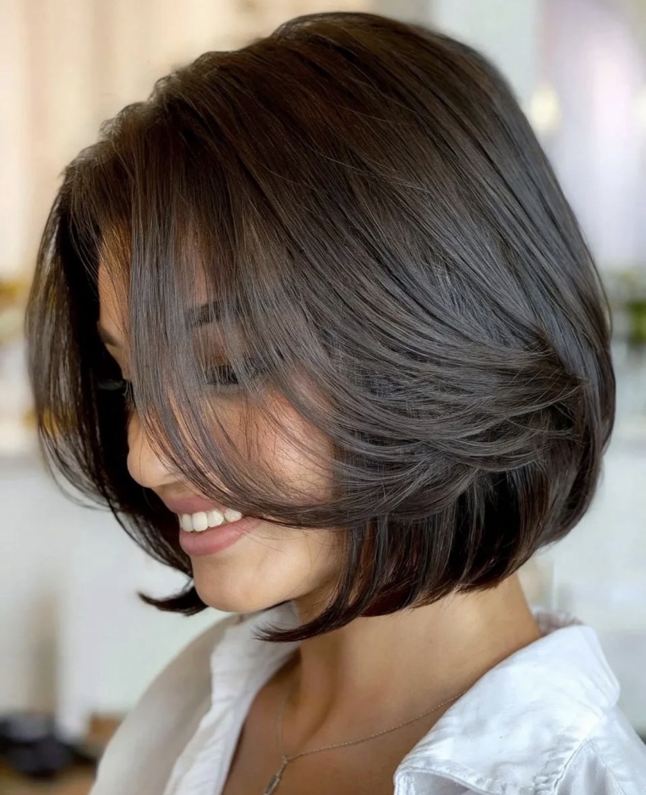 Choppy Layered Bob With Face-Framing Bangs
