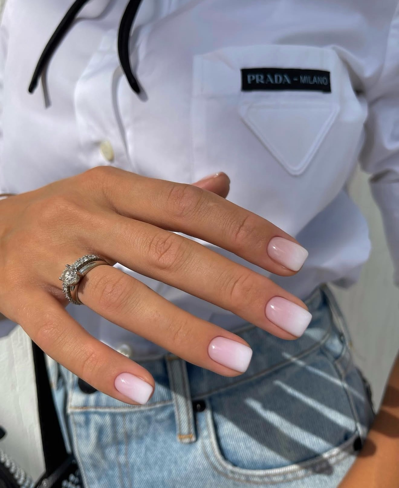 Classic Milky Pink and White Ombre French