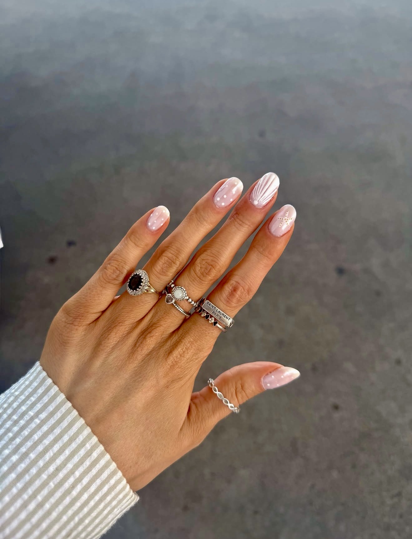 Coastal Chic Seashell & Polka Dot Nails