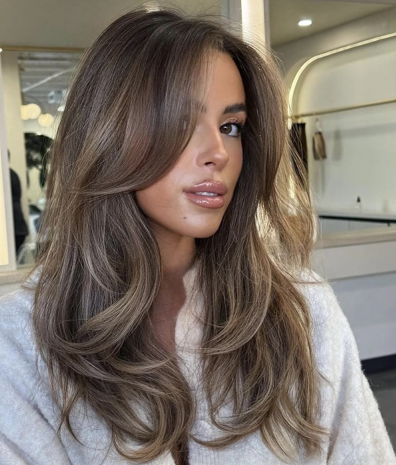 Cool Toned Brown With Honey Blonde Balayage