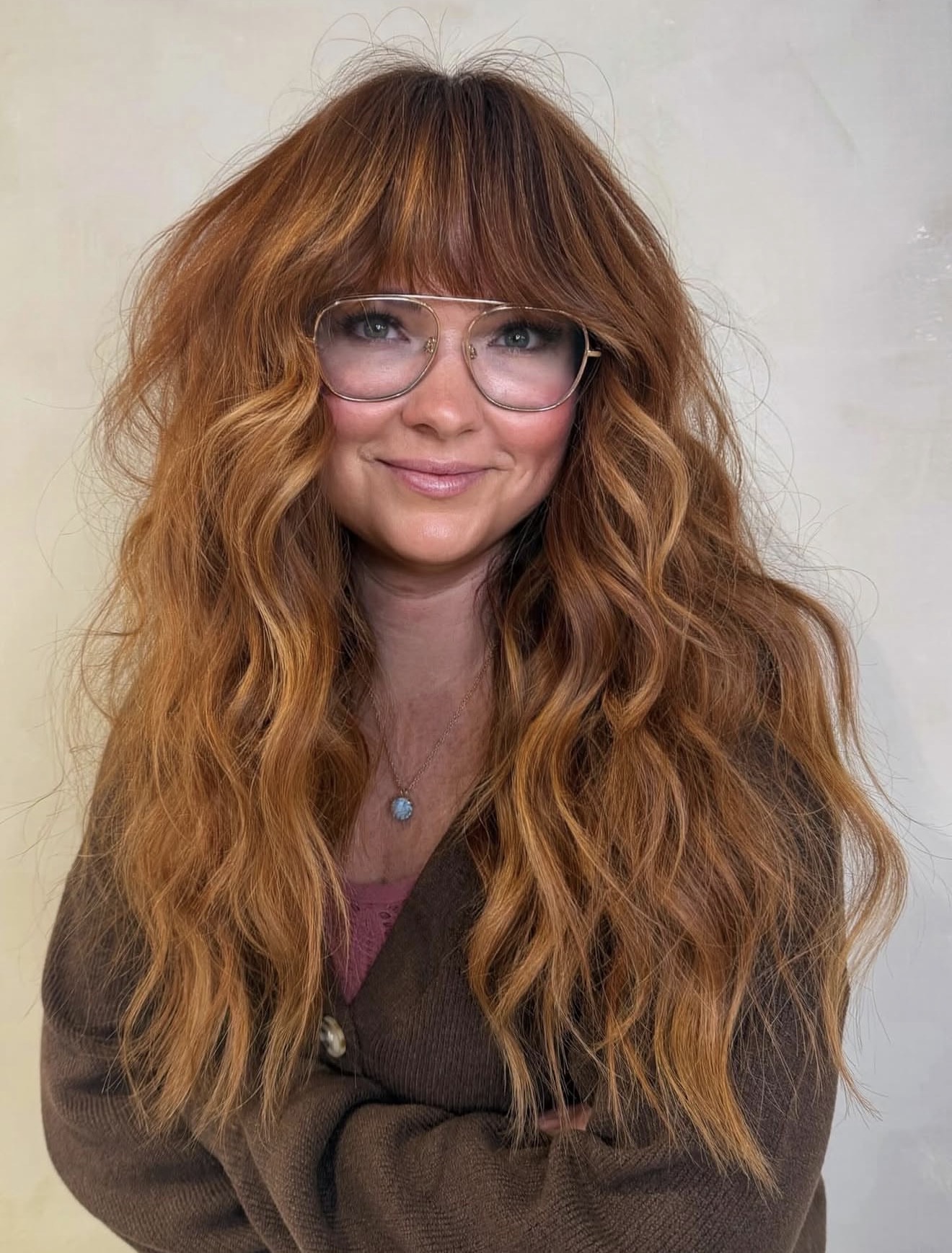 Copper Balayage With Voluminous Waves
