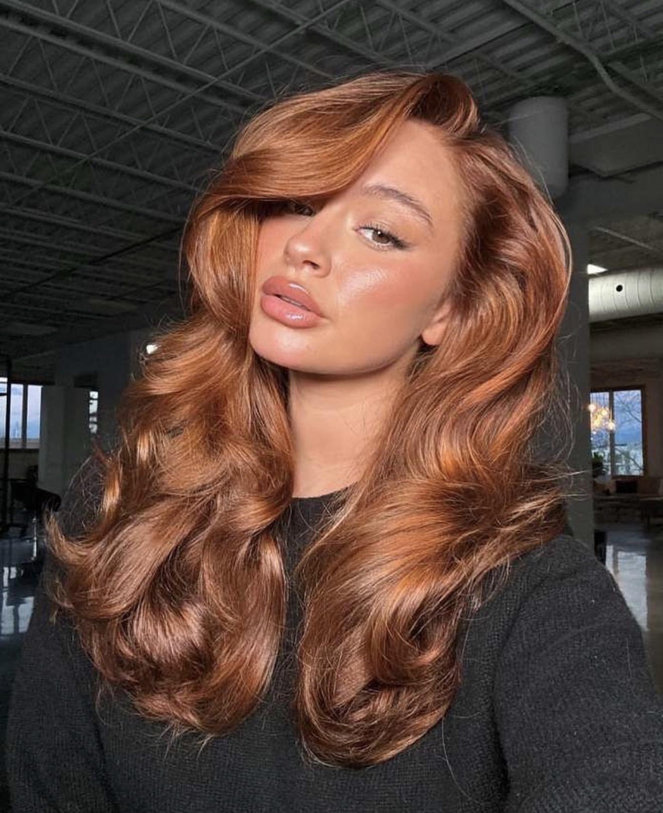 Copper Penny Waves With Voluminous Side Part