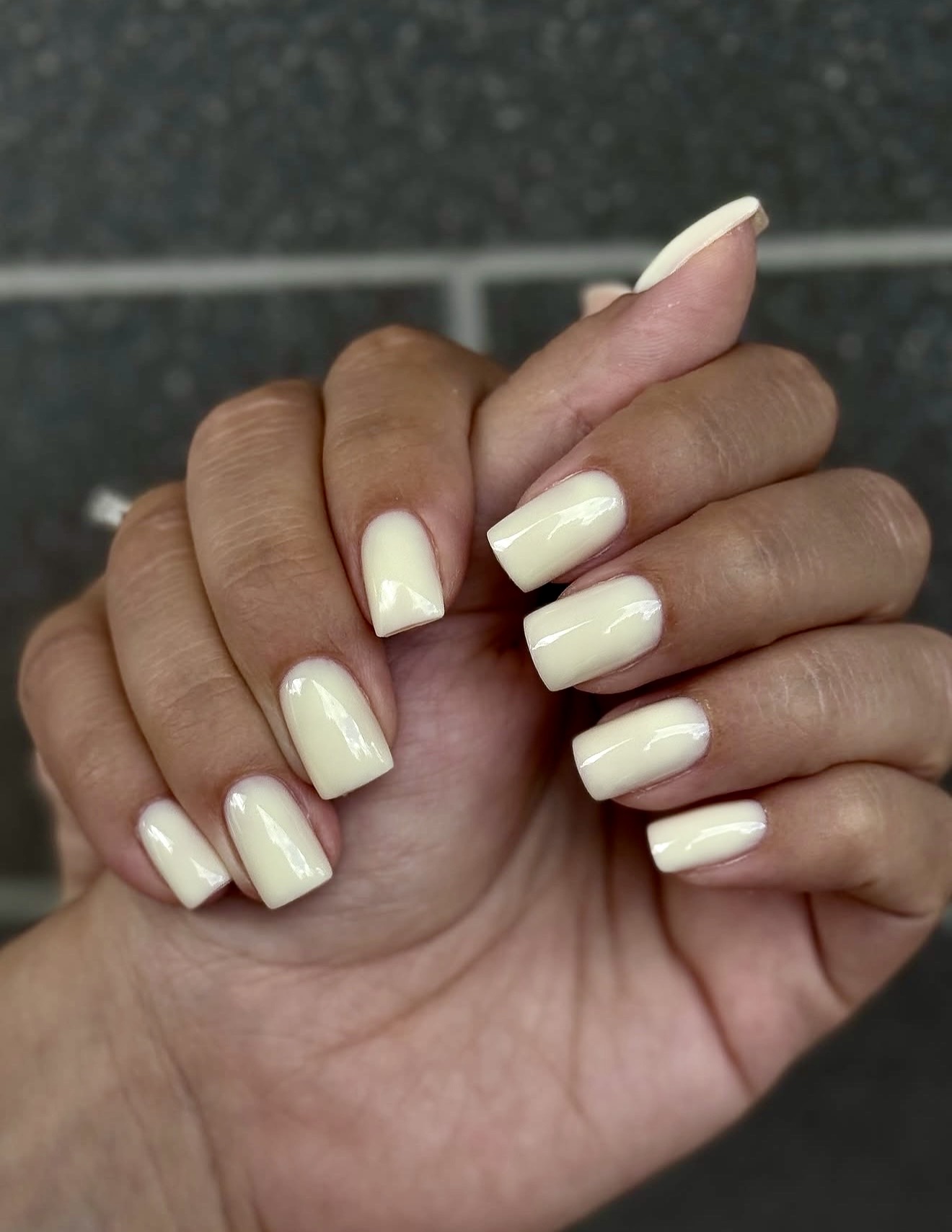 Creamy Buttercream Glossy Square Nails