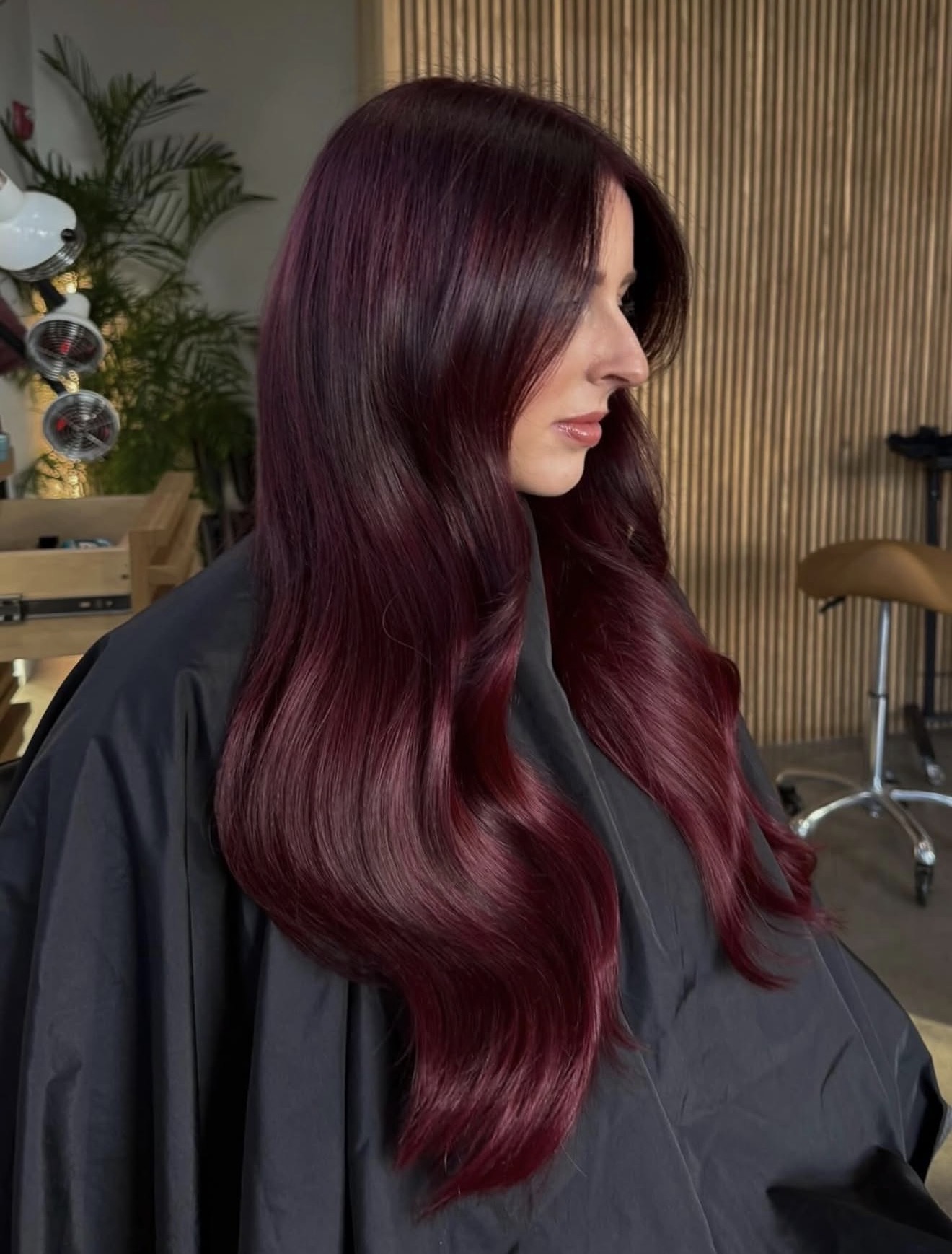 Deep Cherry Cola Waves With Face Framing