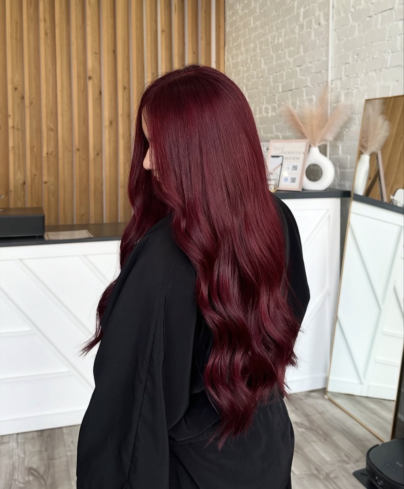 Deep Cherry Cola Waves With Rich Crimson Hue
