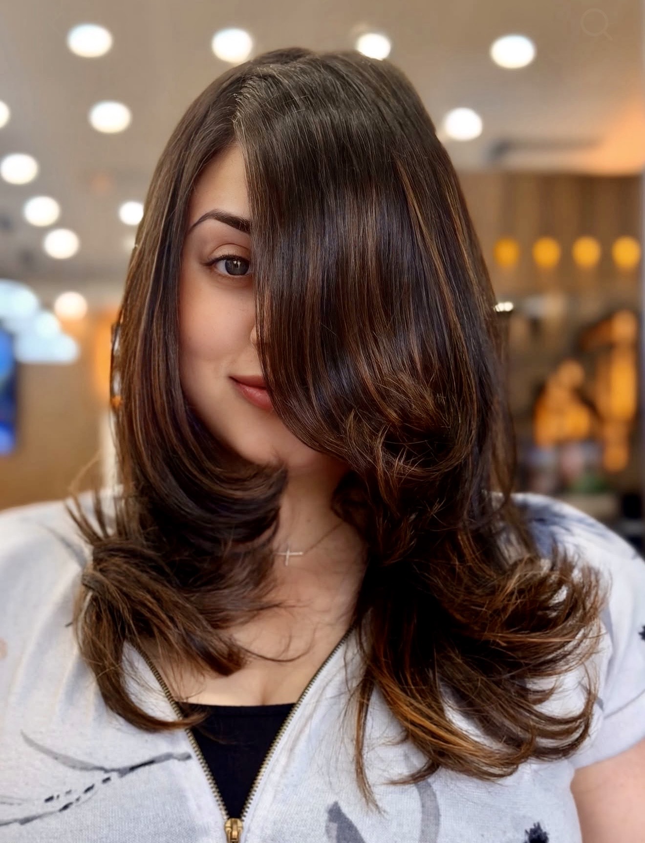 Dimensional Espresso Balayage With Soft Waves