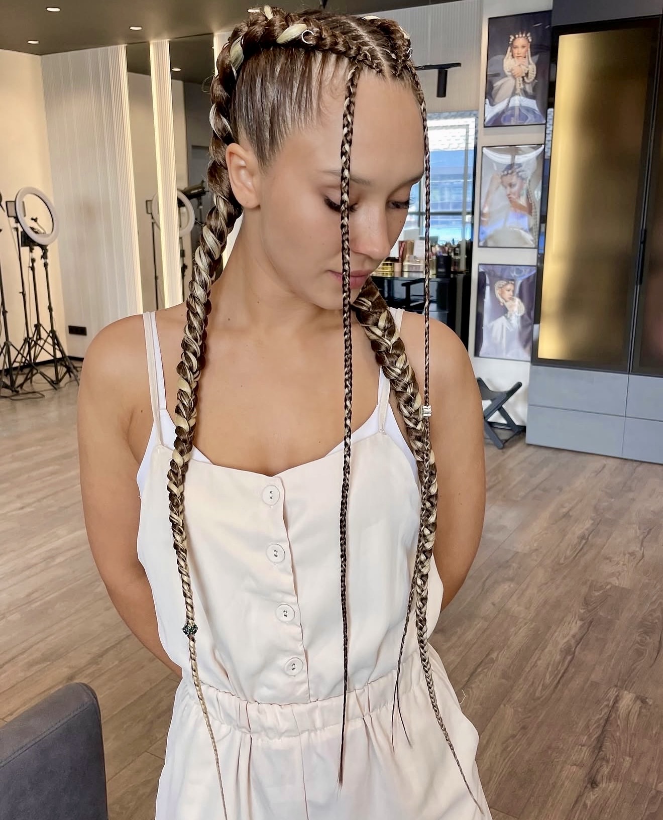 Double Dutch Braids With Blonde Streaks