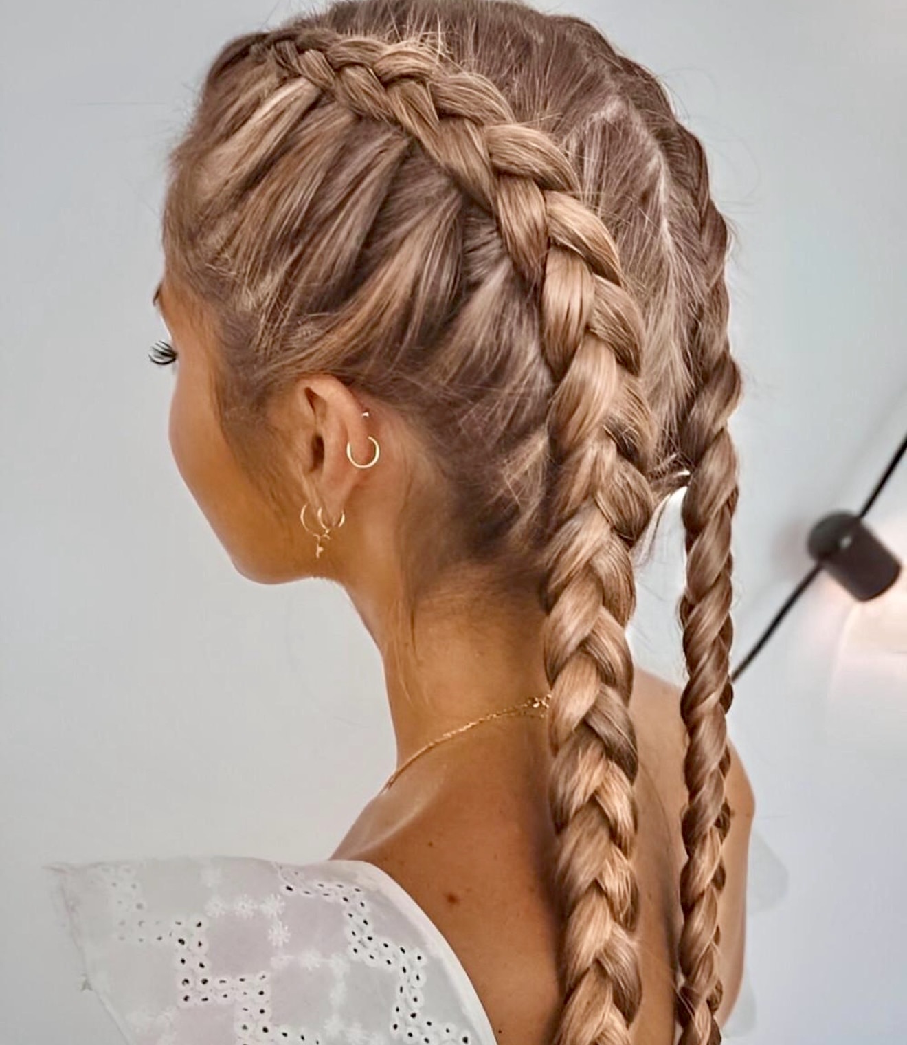 Double Dutch Braids With Caramel Balayage
