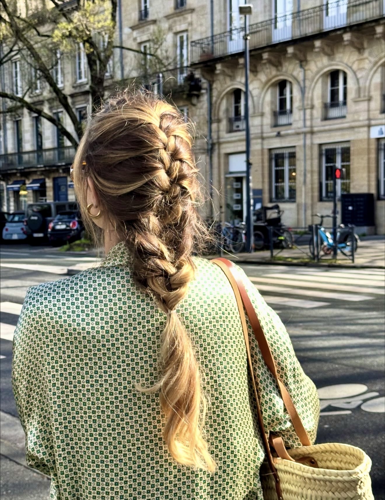 Effortless Messy French Braid With Honey Blonde Highlights