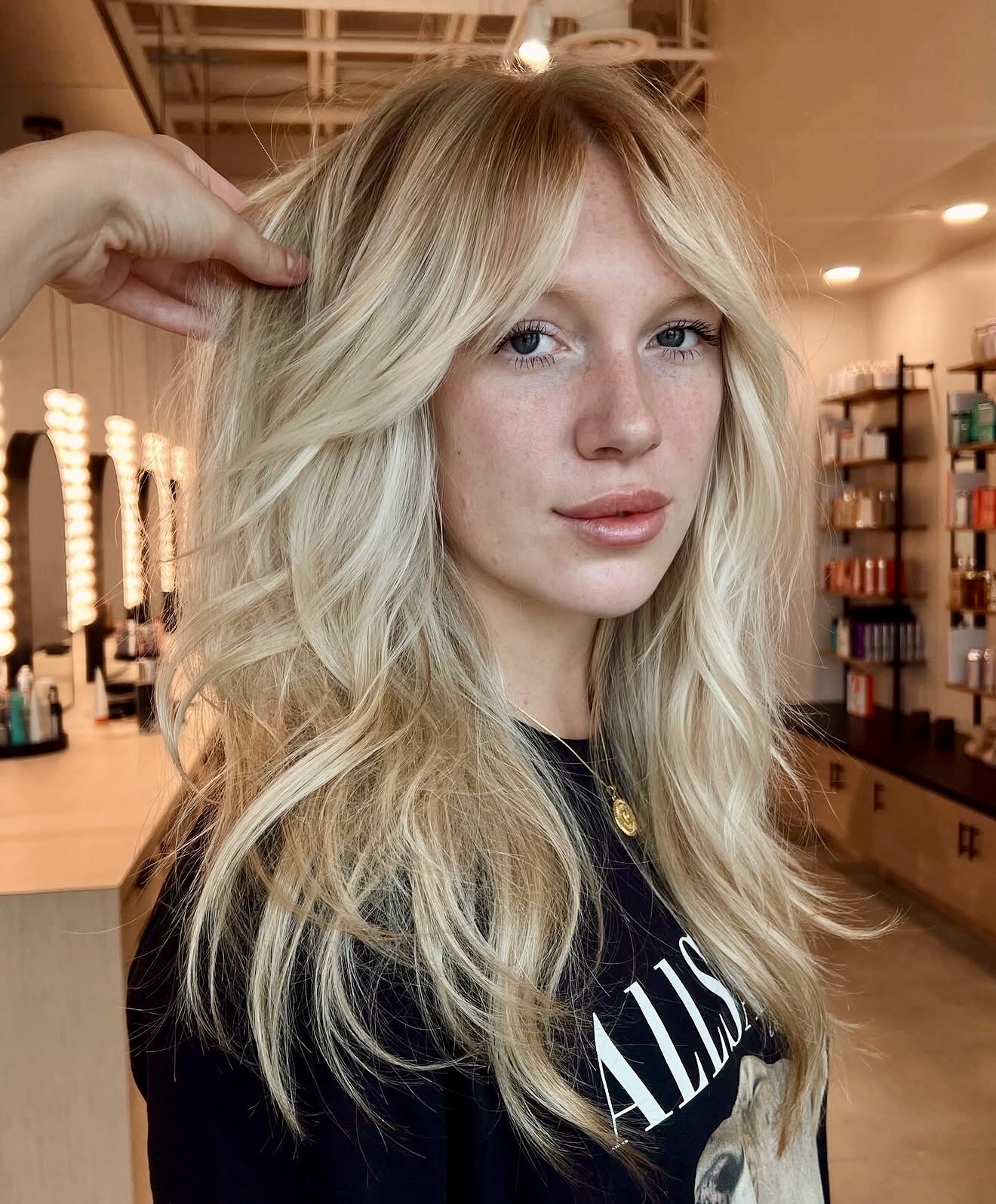 Effortless Shaggy Blonde Wolf Cut With Curtain Bangs