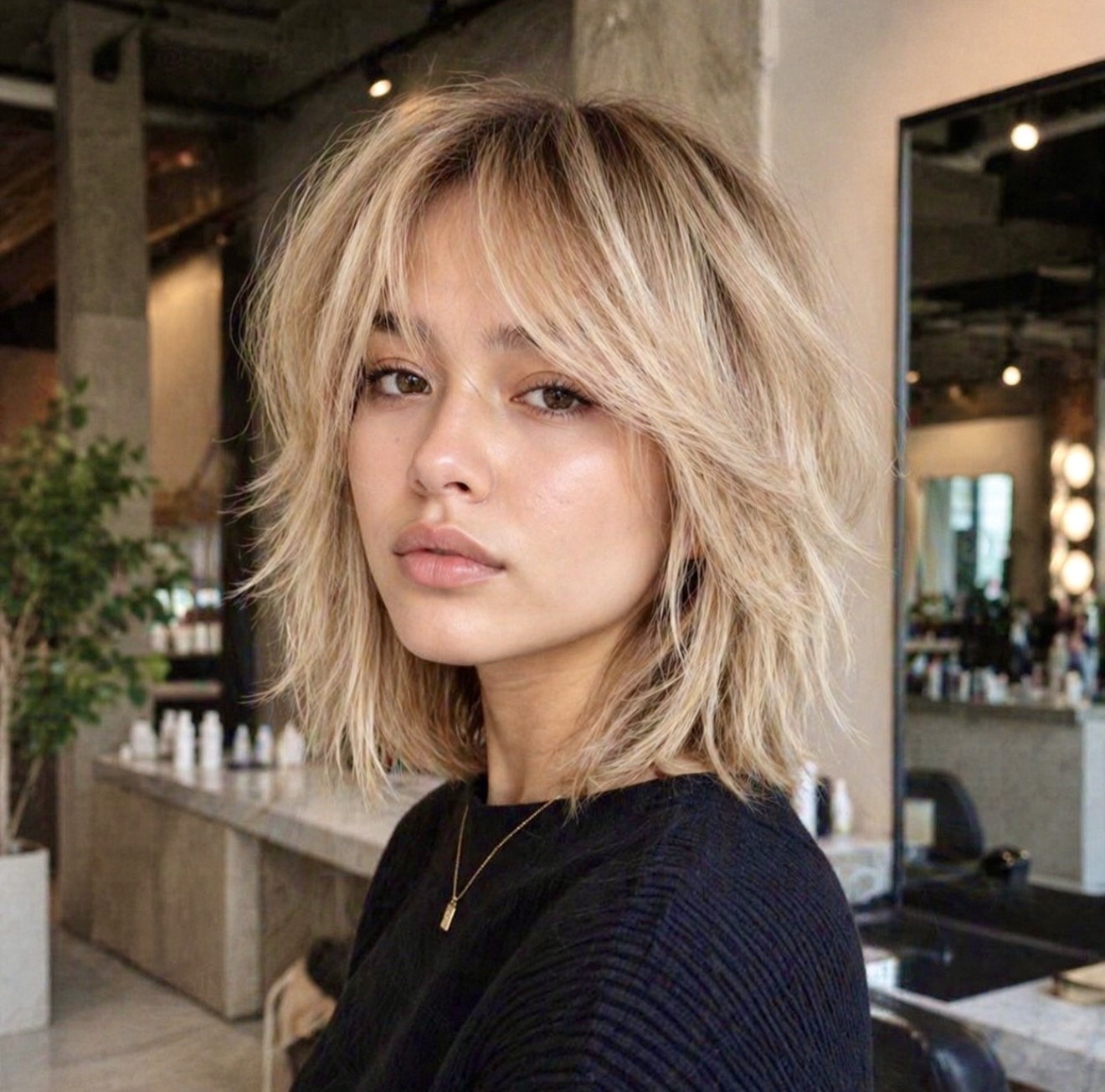 Effortless Shaggy Layers With Honey Blonde Balayage