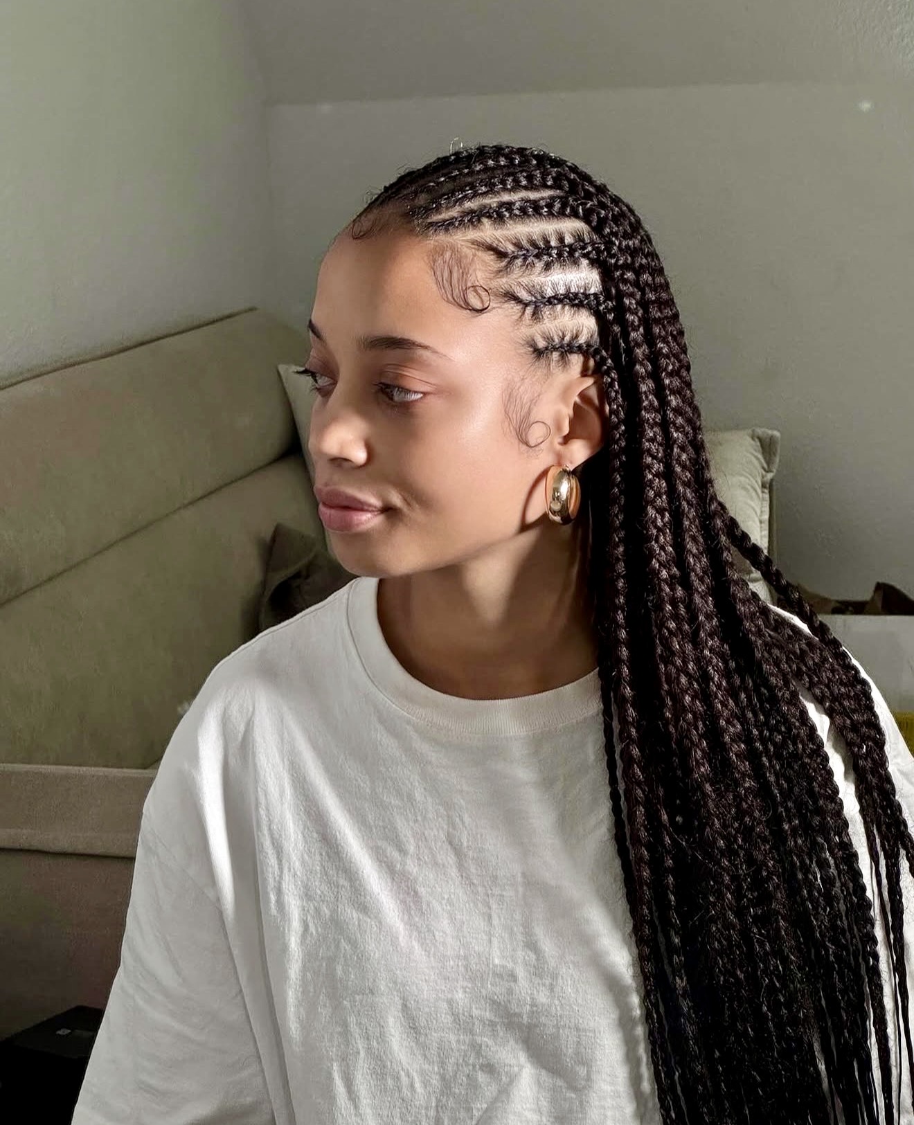 Elegant Micro Braids With Defined Baby Hairs