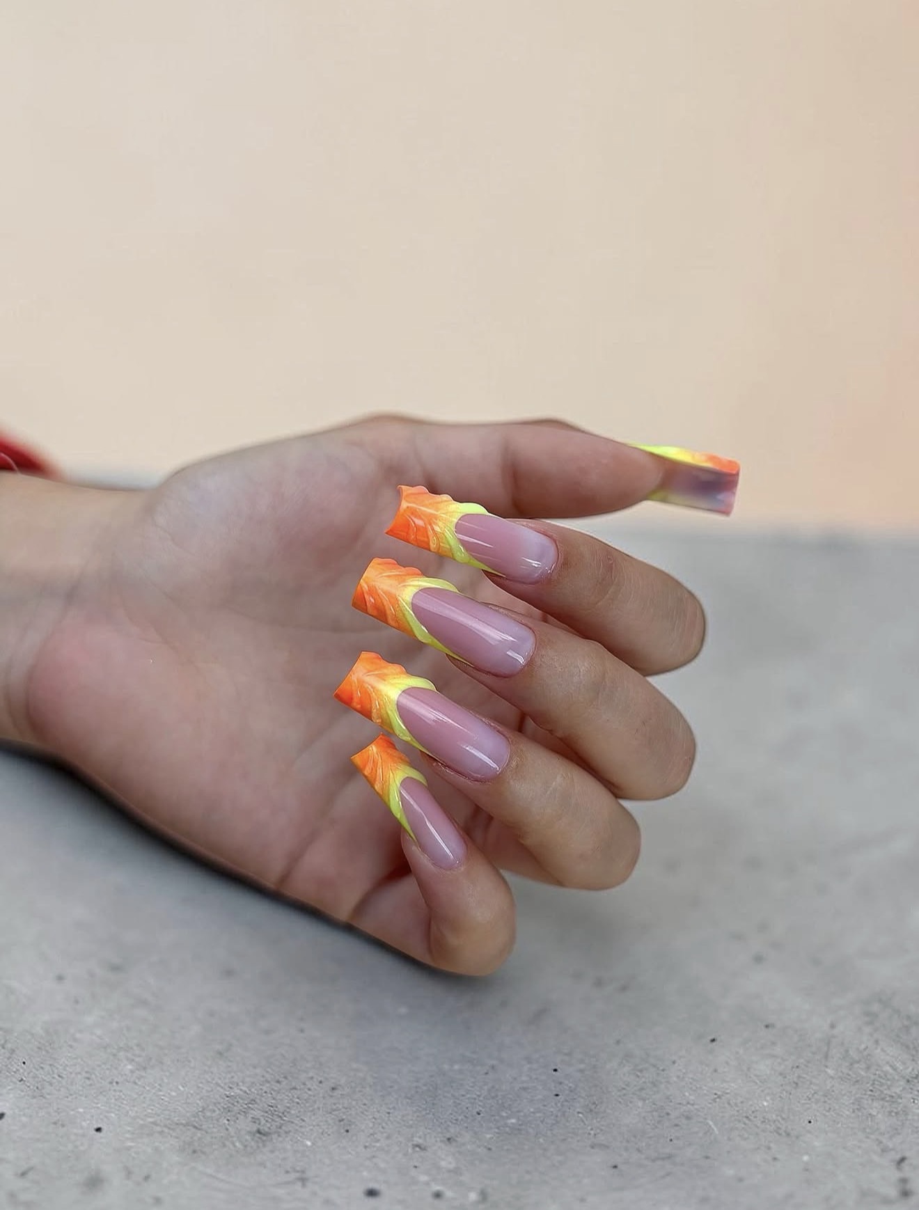 Fiery French Tips with Summer Gradient