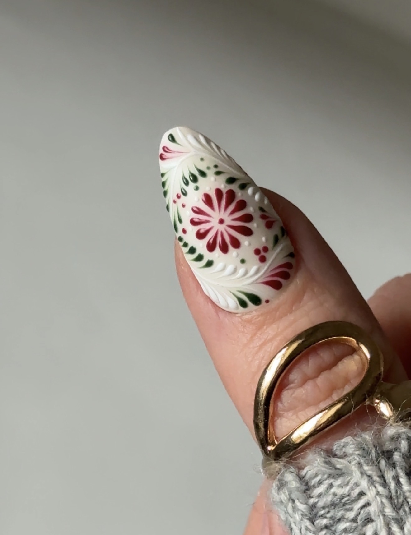 Folkloric Floral Raised Embossed Nail Art