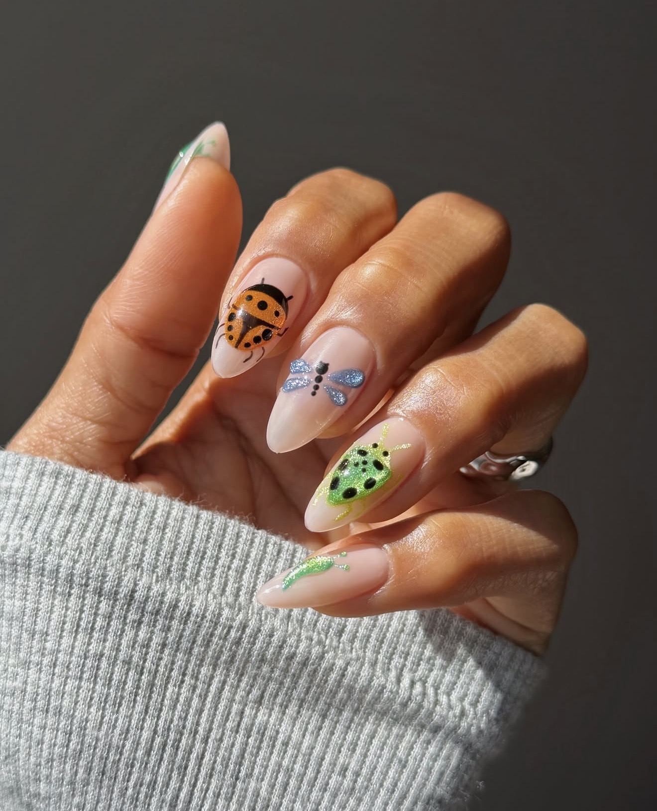 Garden Critters 3D Ladybug and Dragonfly Nails