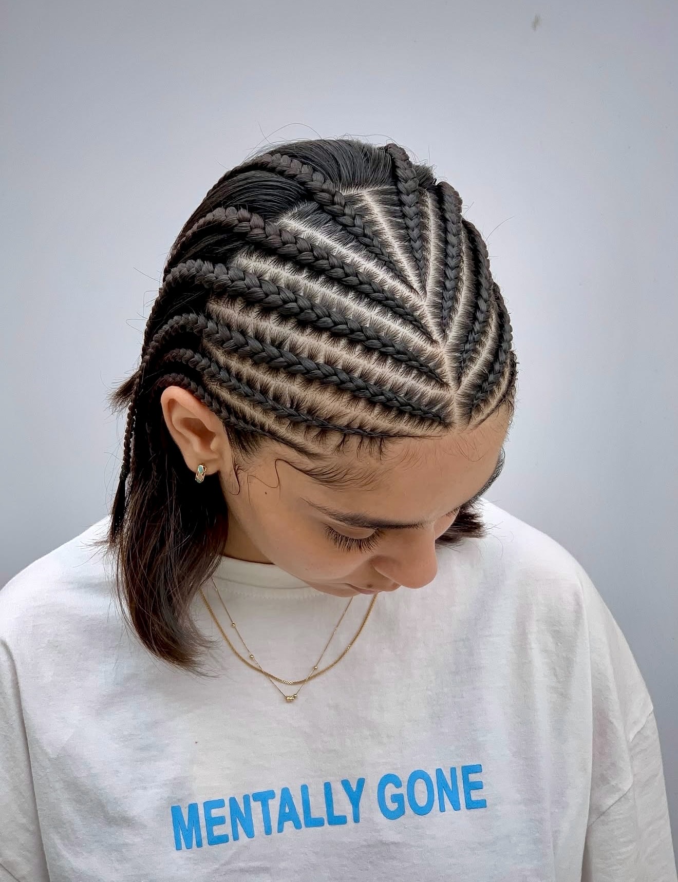 Geometric Cornrows With Loose Ends