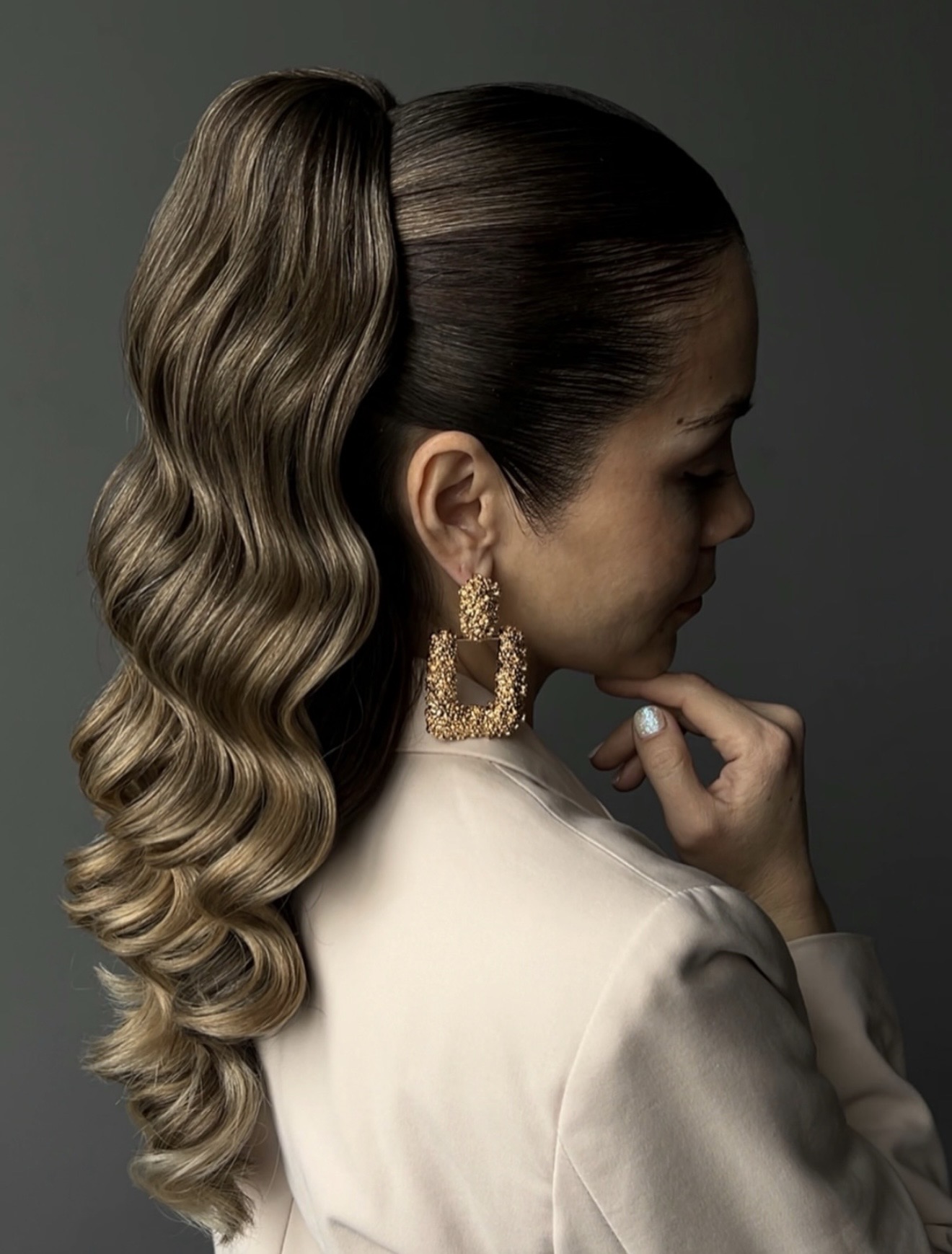 Glamorous Hollywood Waves High Ponytail