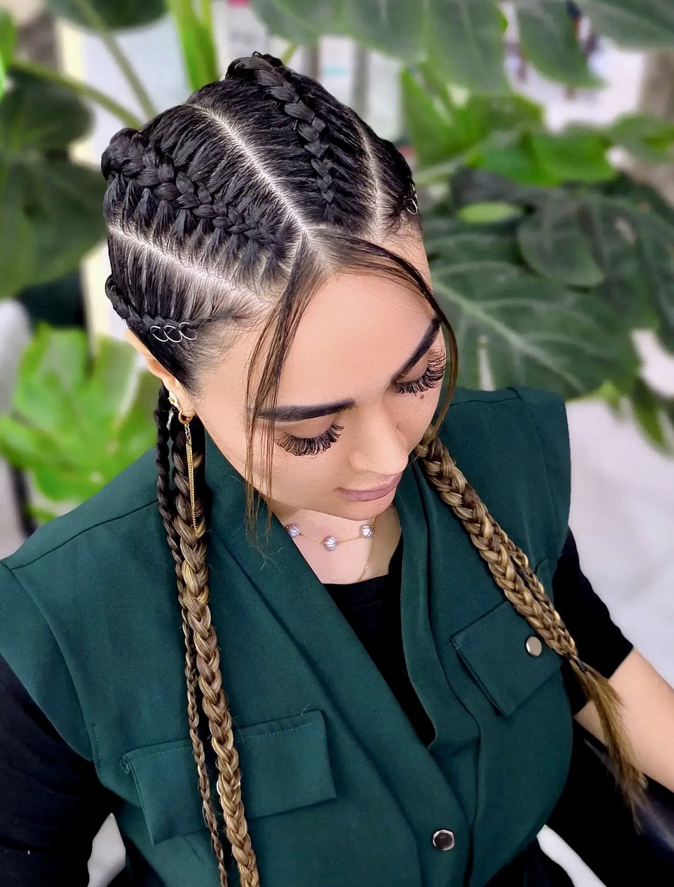 Glazed Honey Blonde Mixed Braids With Ring Accents
