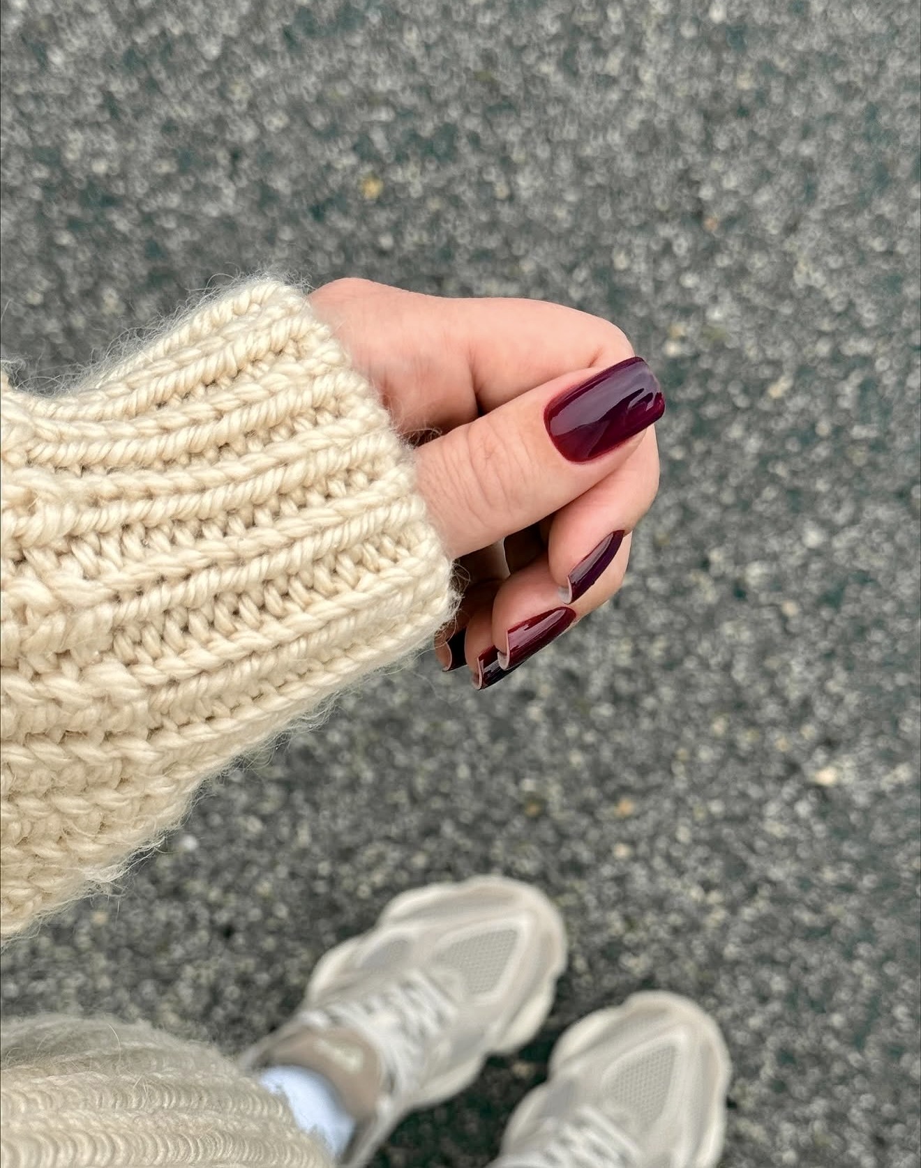 Glossy Deep Berry Almond Nails