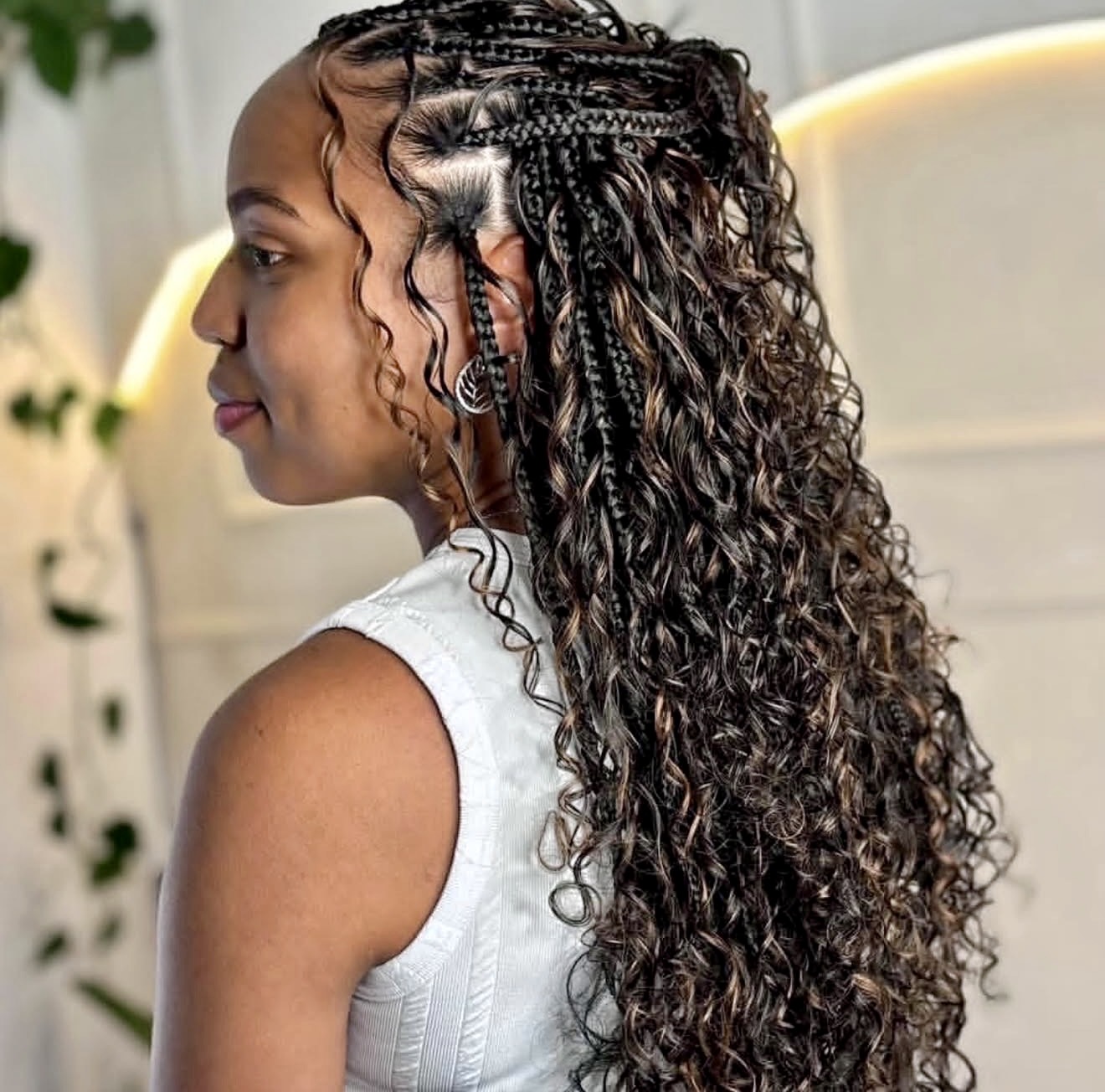 Goddess Braids With Curly Deep Wave Ends