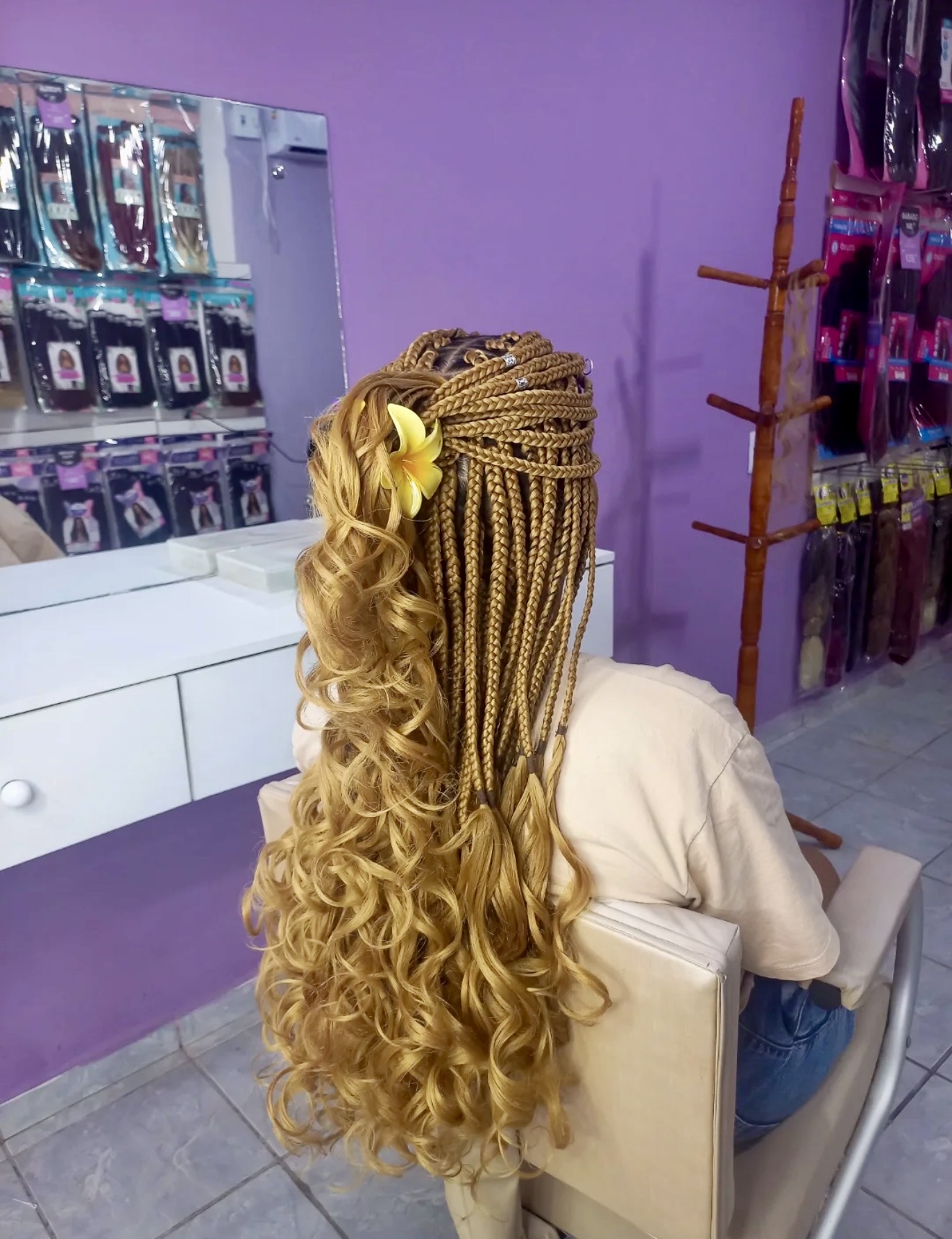 Golden Blonde Braids With Curly Undercut