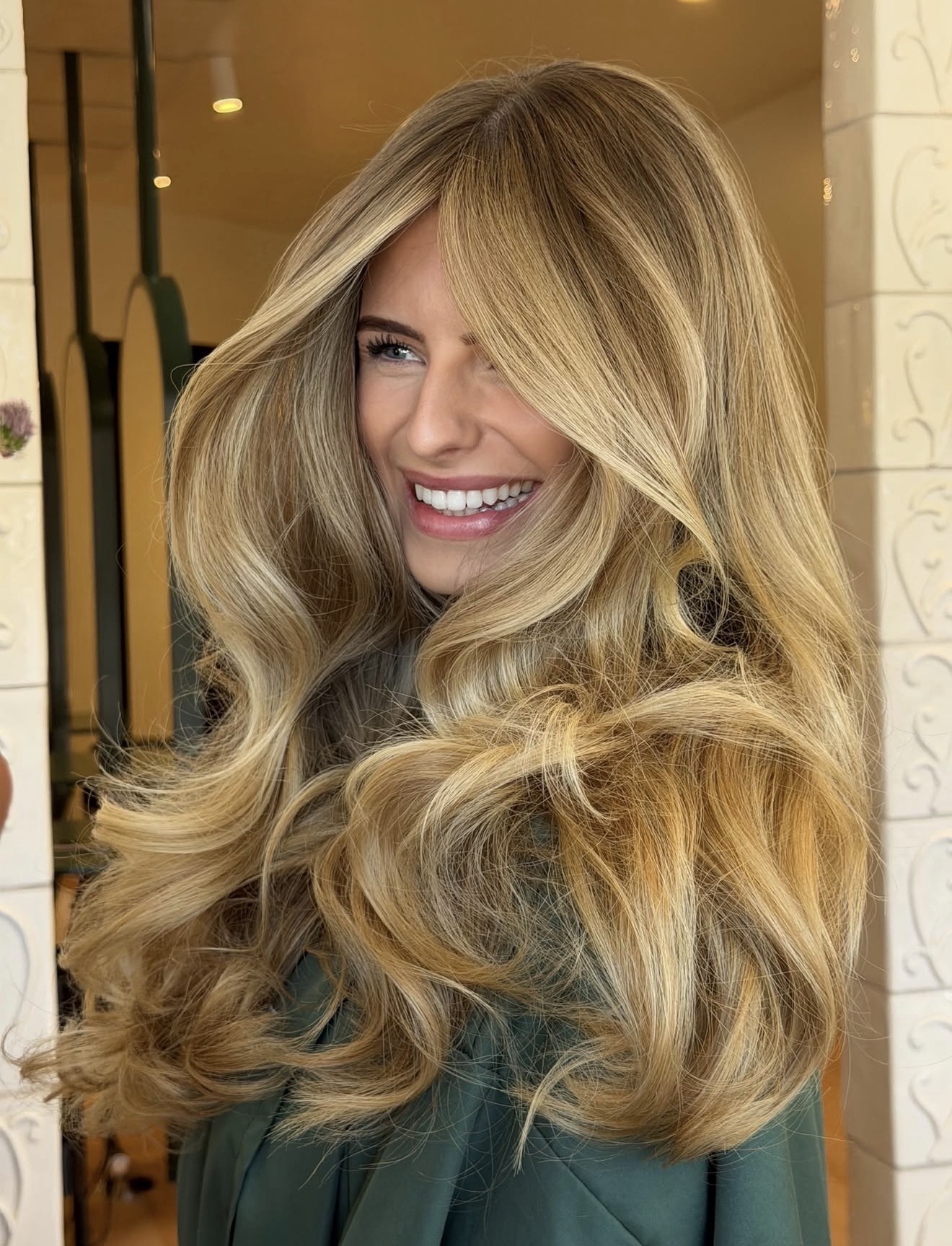 Golden Honey Balayage With Voluminous Waves