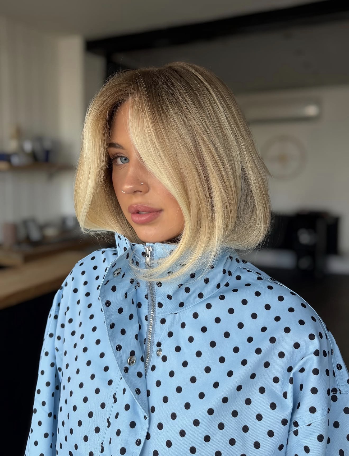 Golden Hour Blonde Bob With Effortless Waves