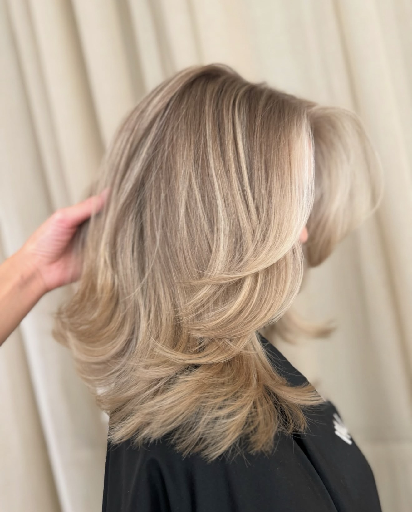 Golden Hour Dirty Blonde Layered Lob