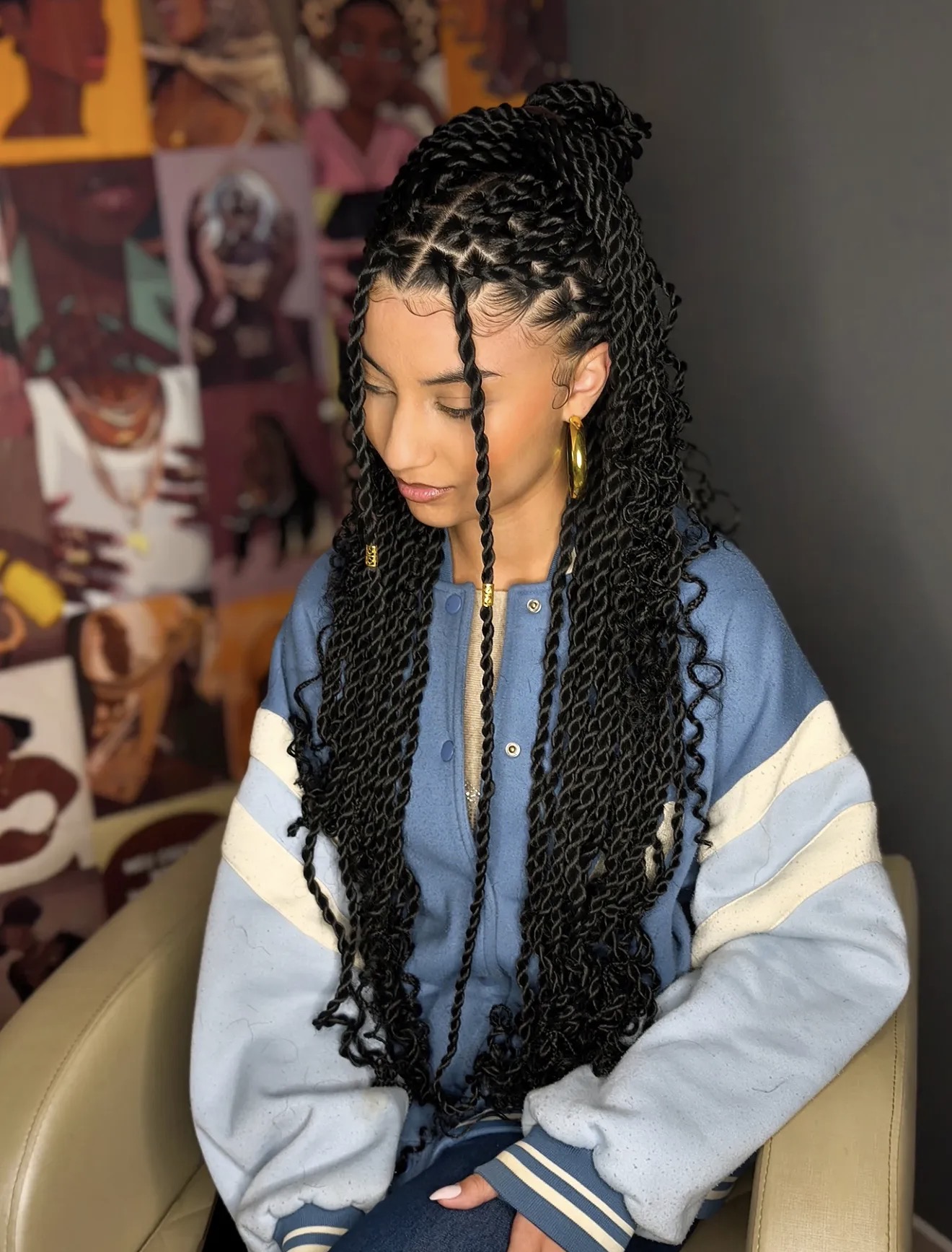 High Half-Up Passion Twists With Curly Ends