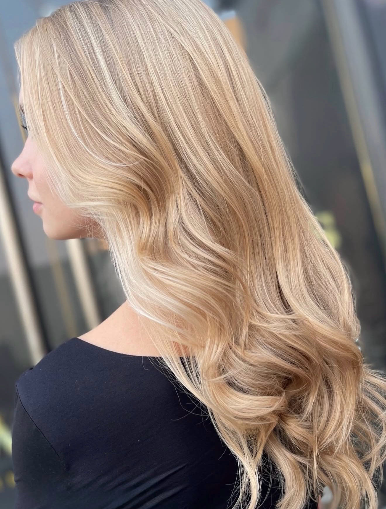 Honey Blonde Waves With Face Framing Layers
