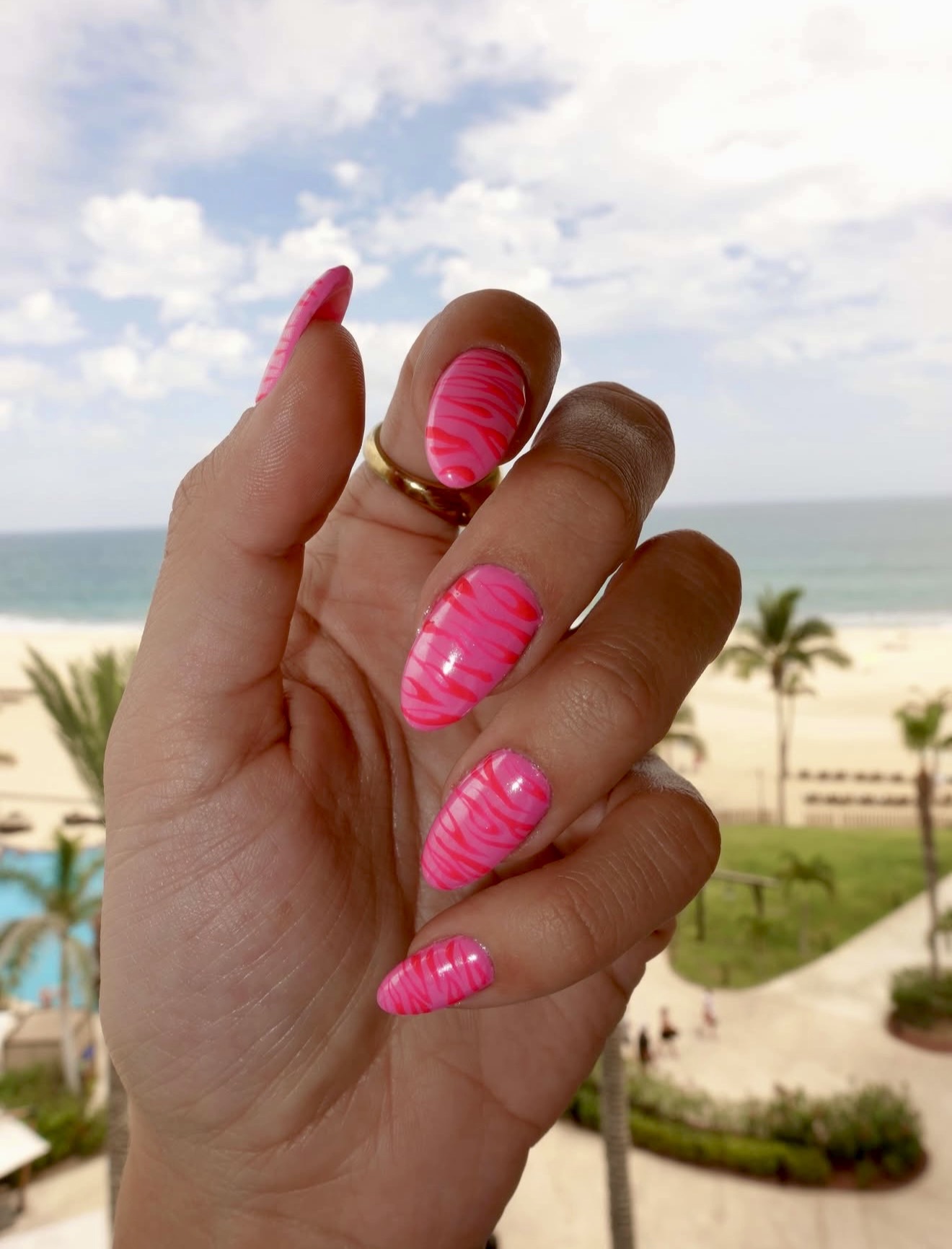 Hot Pink Zebra Print Almond Press-Ons