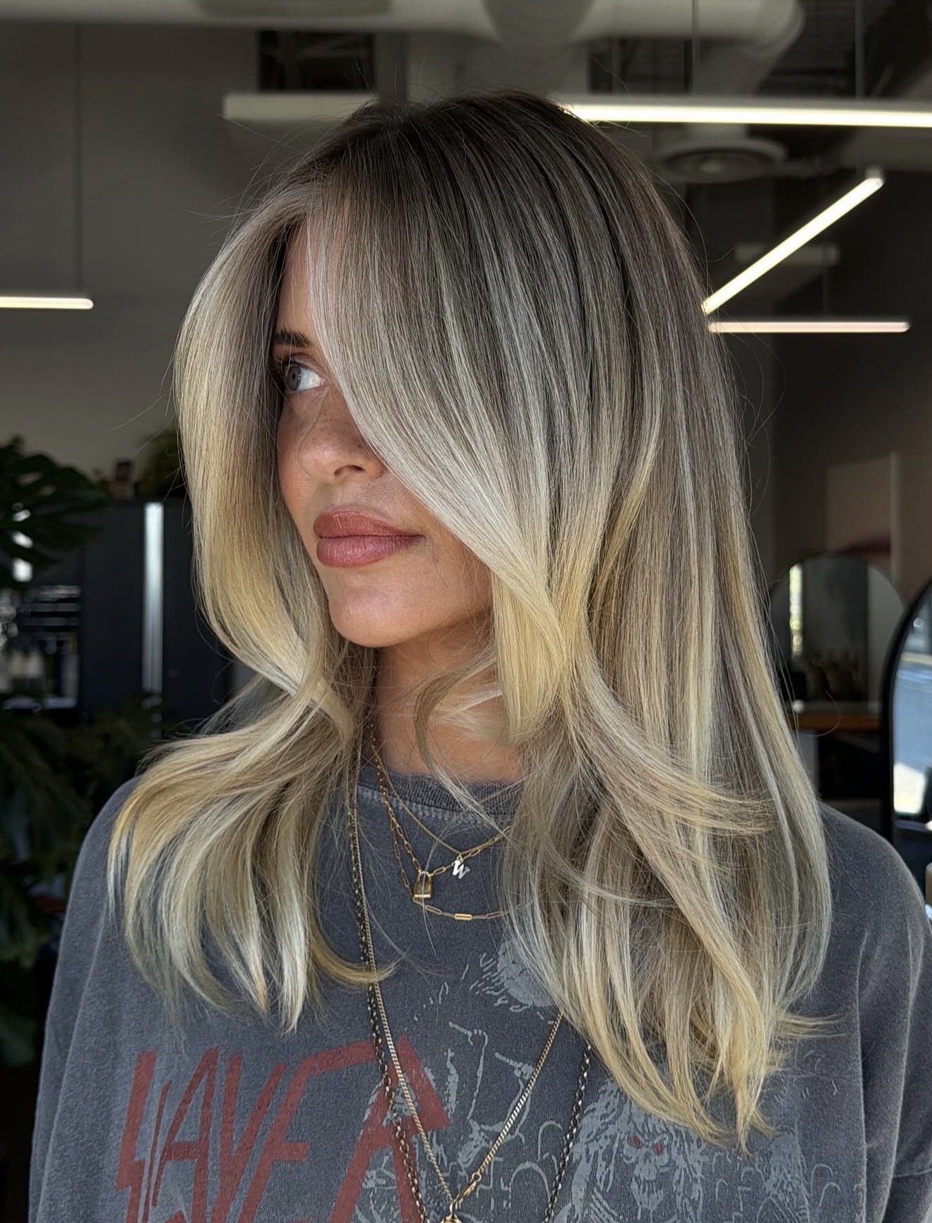 Icy Blonde Money Piece With Subtle Waves
