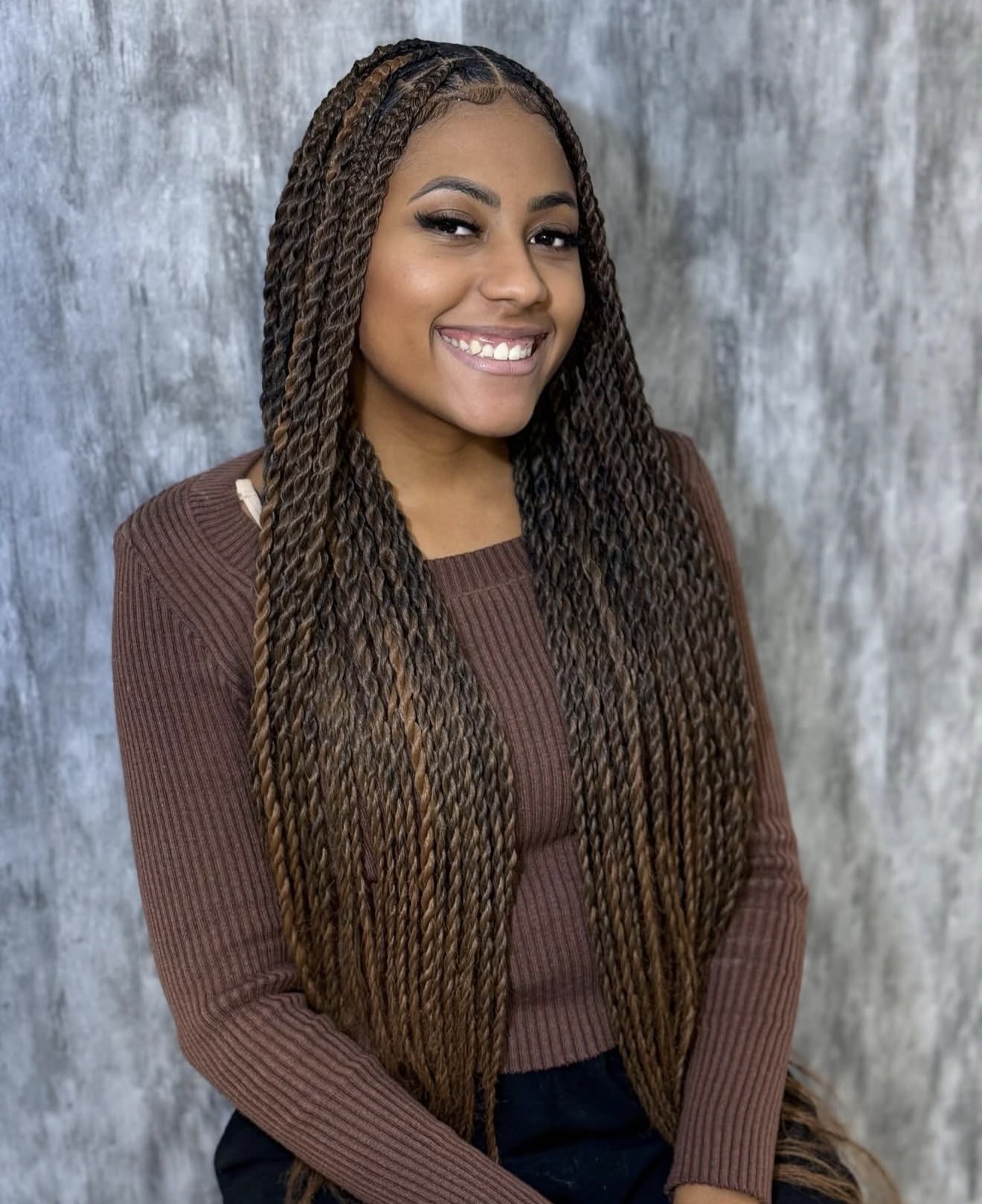 Long Twists With Honey Blonde Highlights