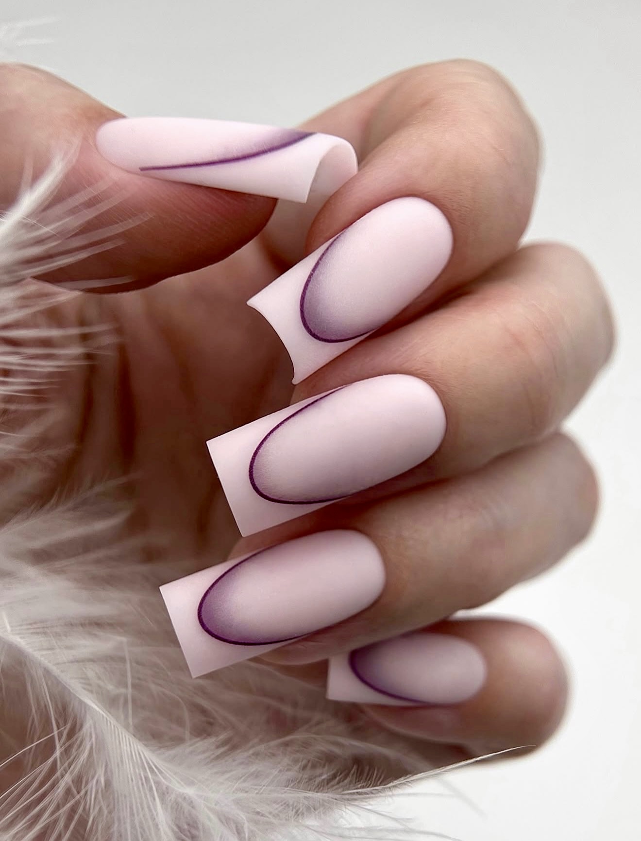 Matte Blush Nude Ombre Contour French Tips