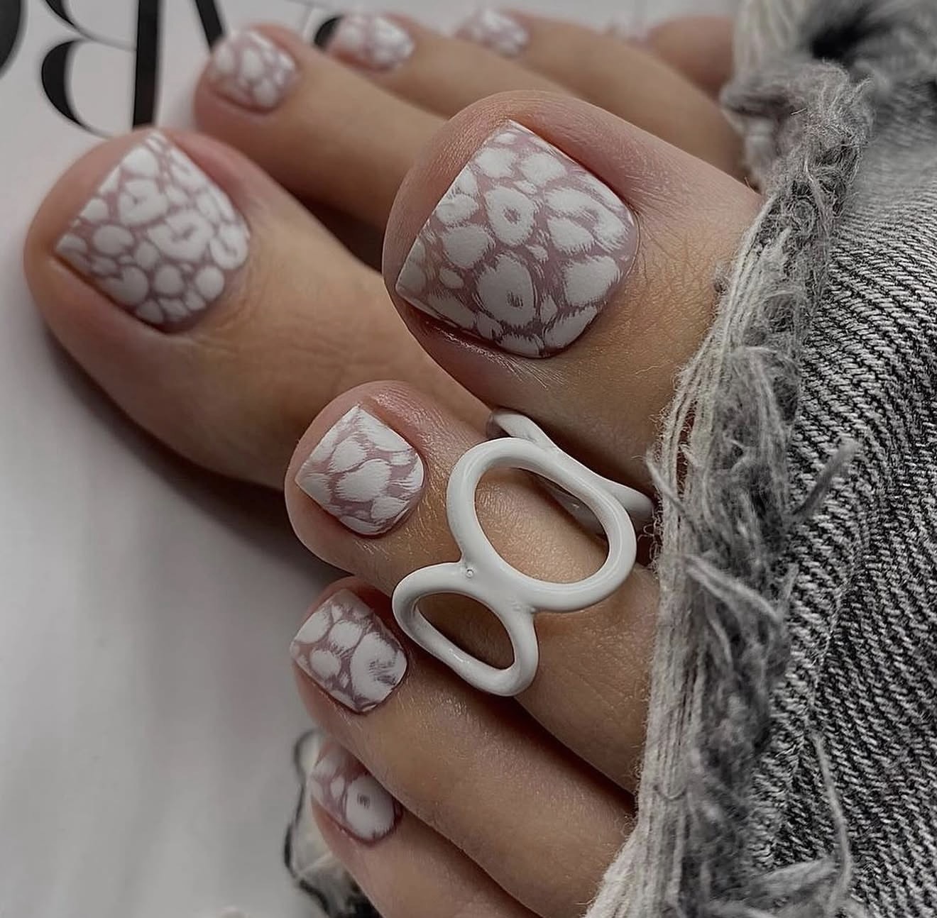 Matte Taupe Leopard Print Pedicure