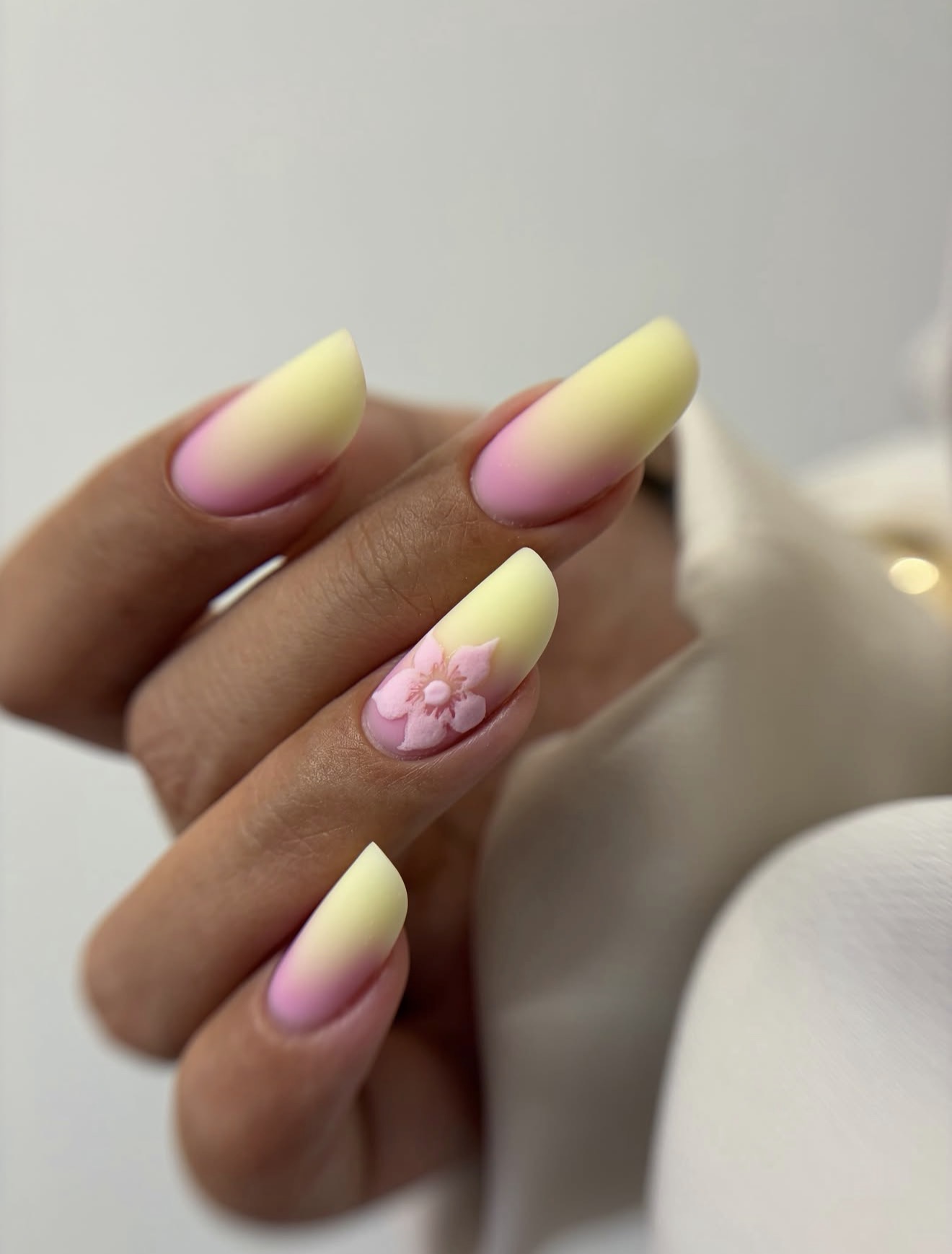 Matte Yellow Pink Ombre With 3D Flower Accent