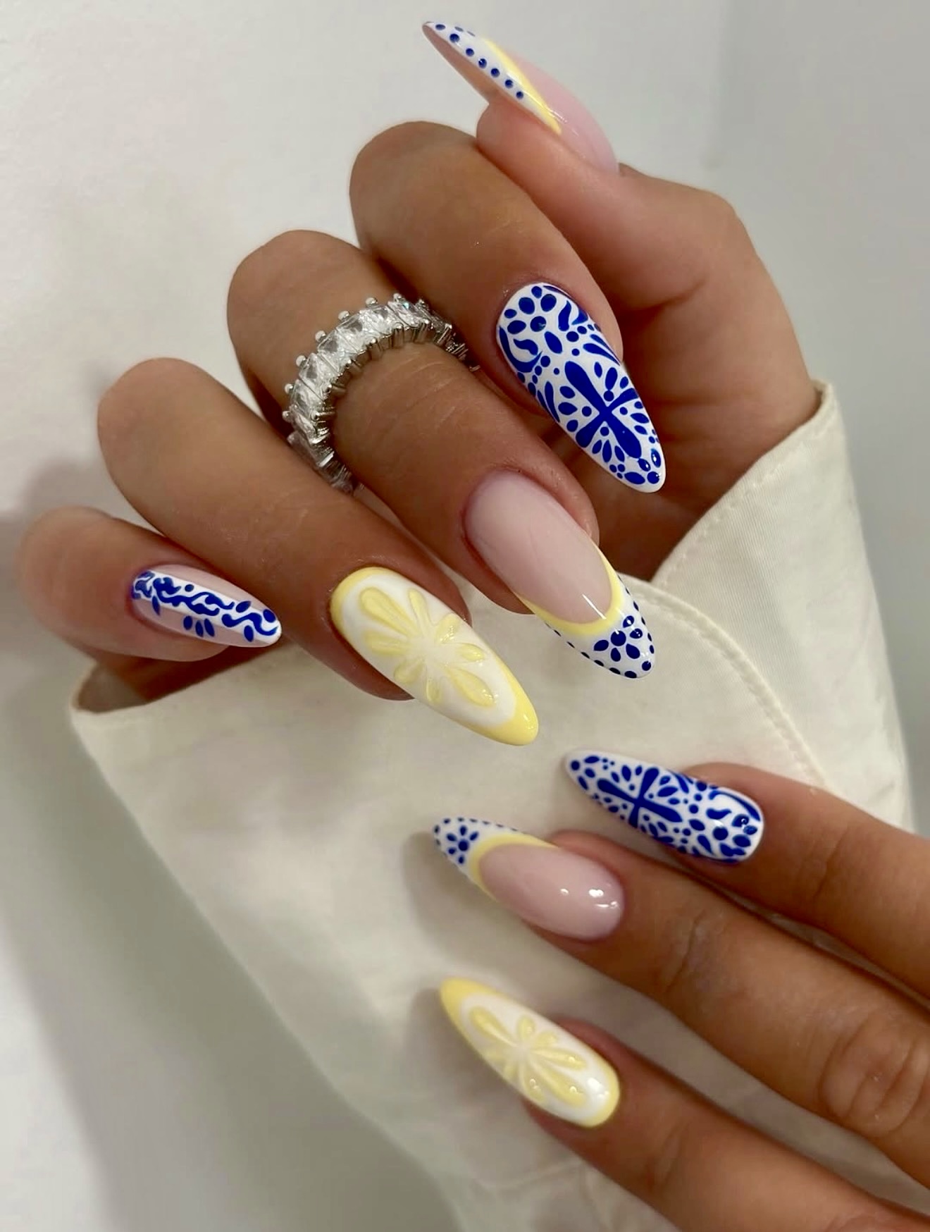 Mediterranean Tile Almond French with Lemon Accent