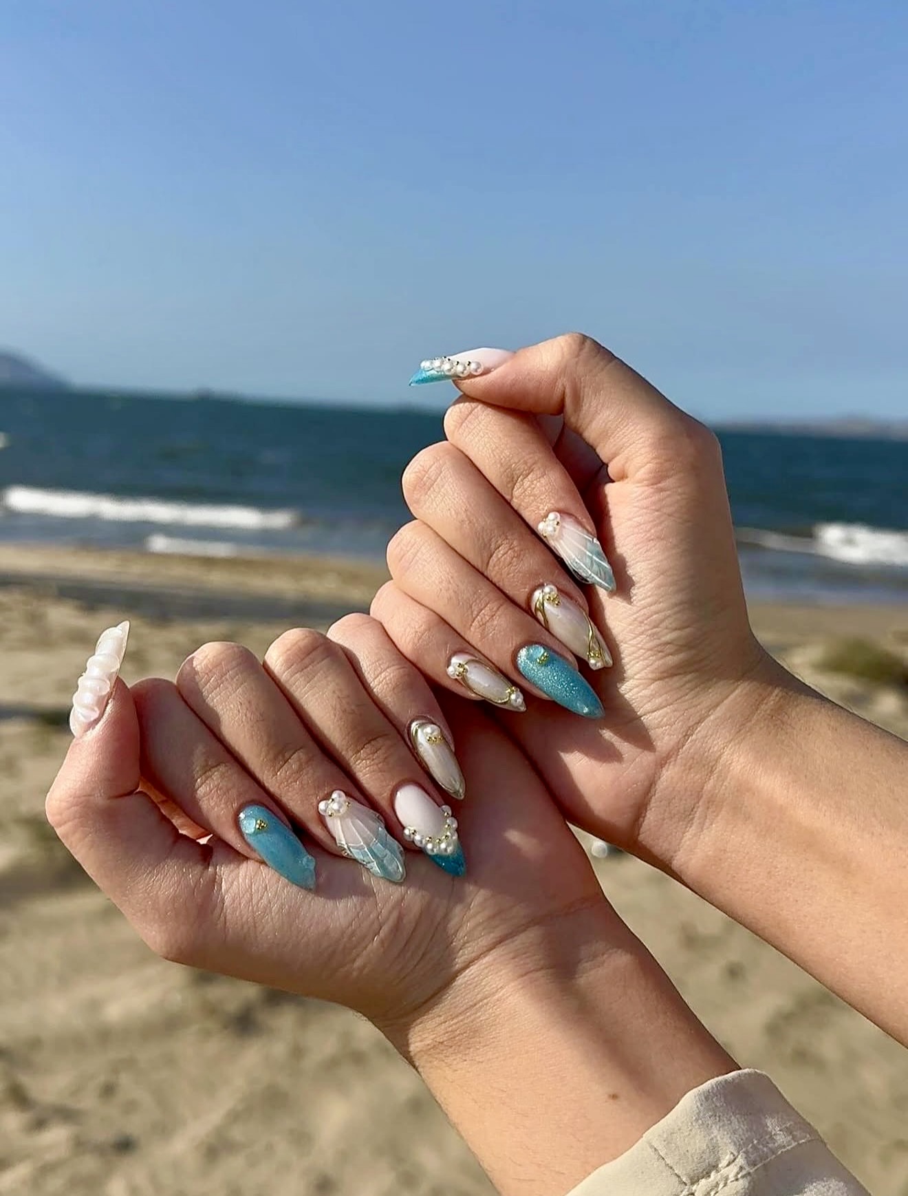 Mermaid Dreams Rhinestone & Gem Embellished Coffin Nails