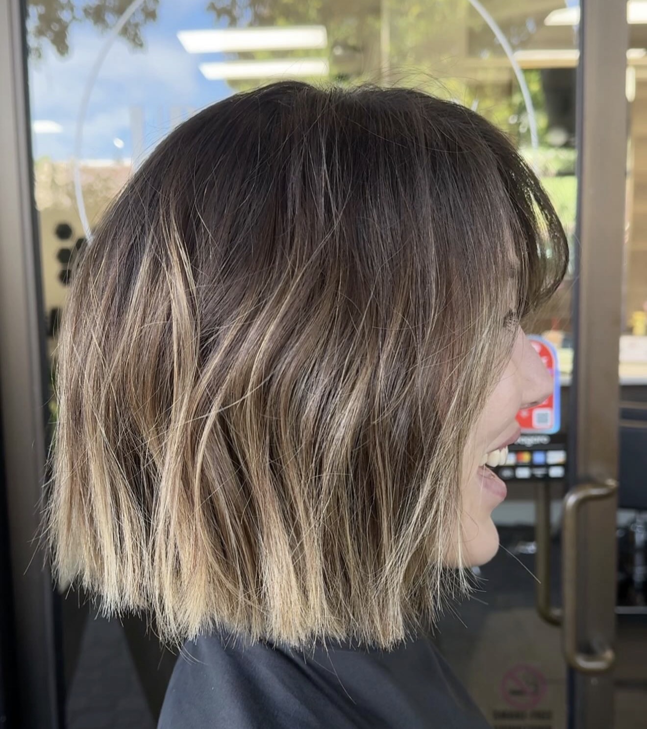 Messy Textured Bob With Golden Blonde Balayage