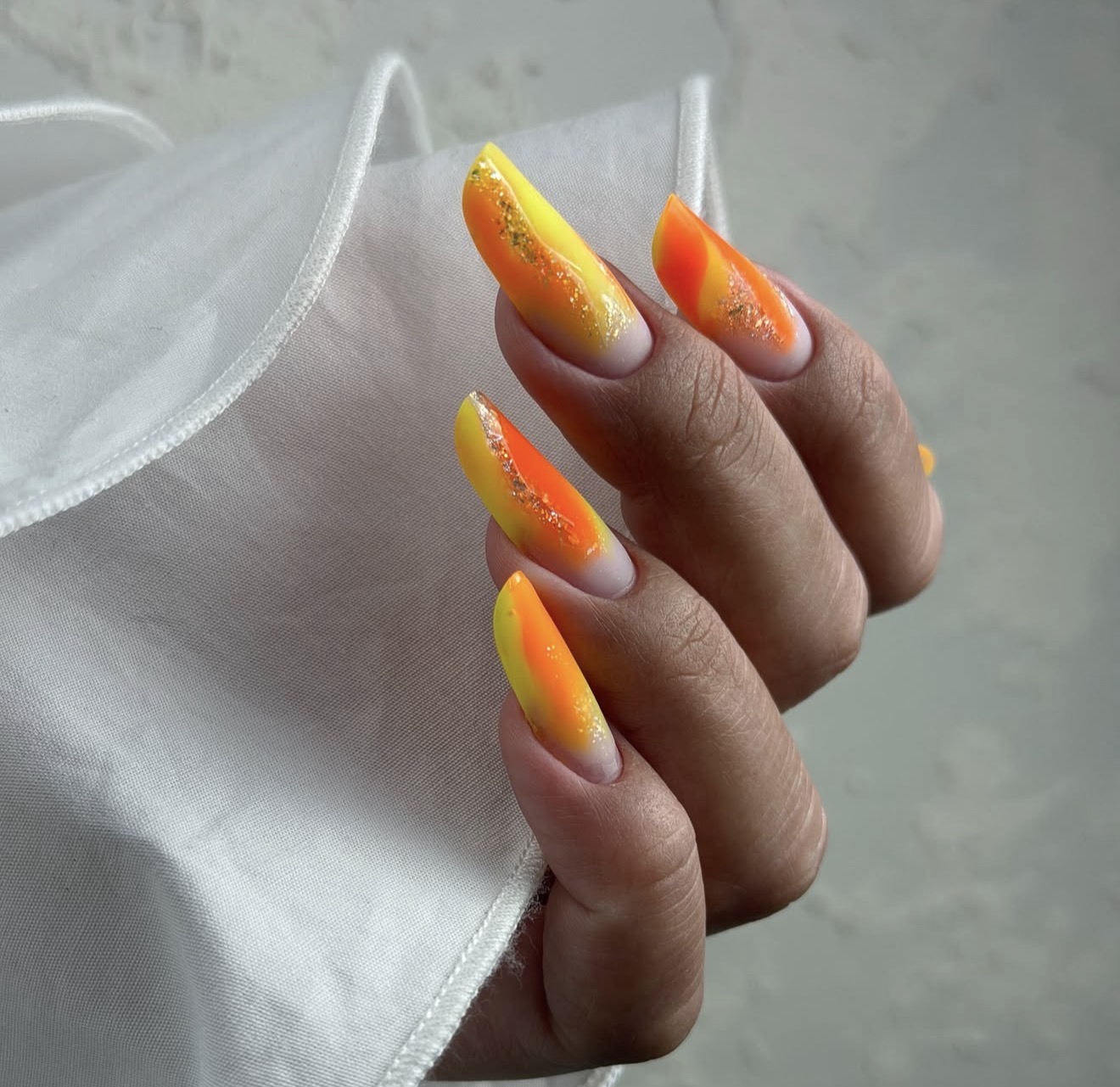 Miami Sunrise Ombre Glitter French Tips