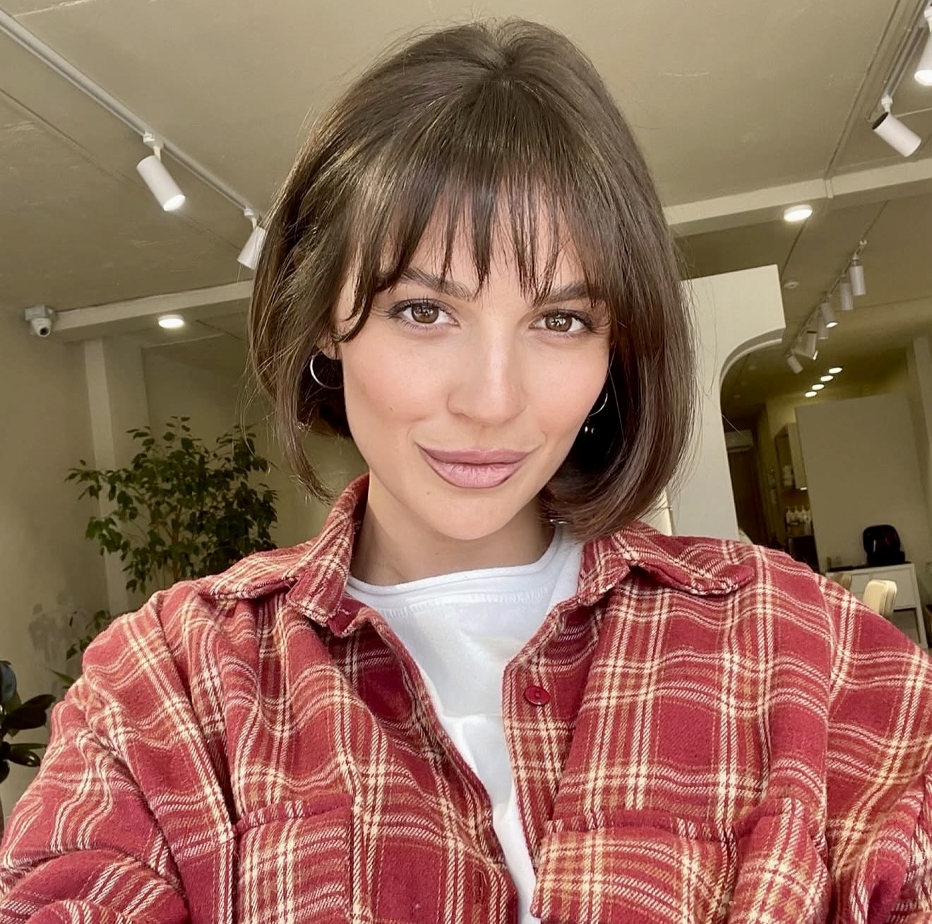 Modern Blunt Bob With Wispy Curtain Bangs