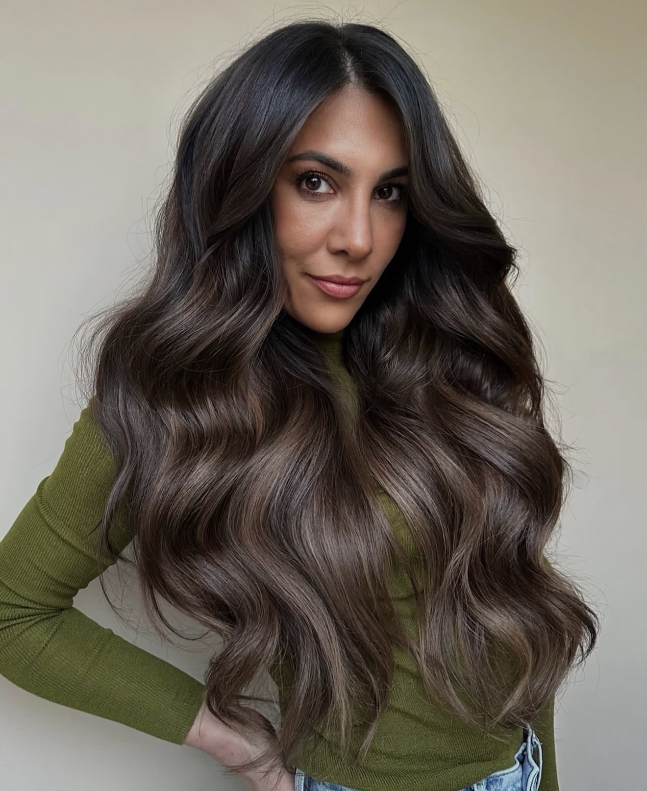 Mushroom Brown Balayage With Loose Waves