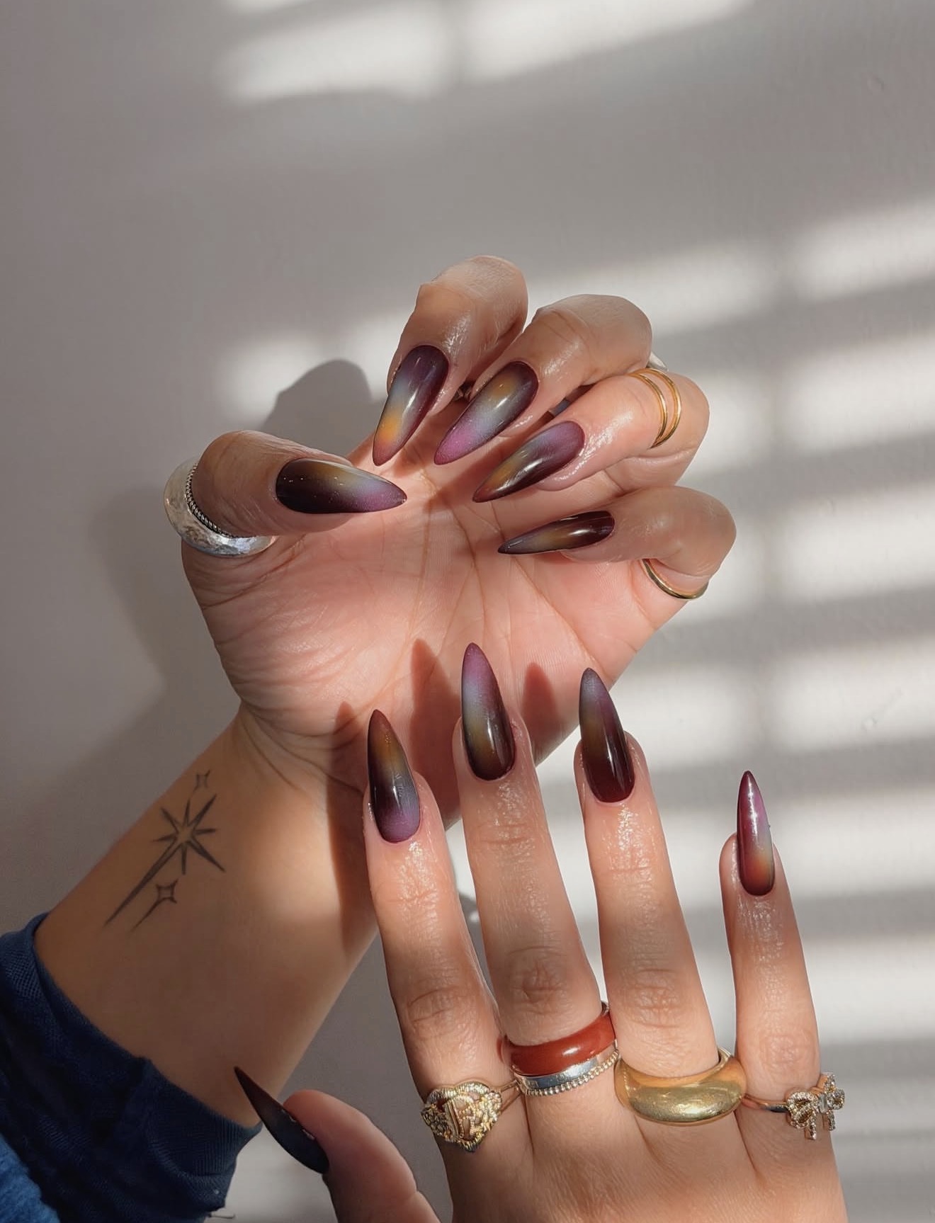 Mystic Aura Gradient Stiletto Nails