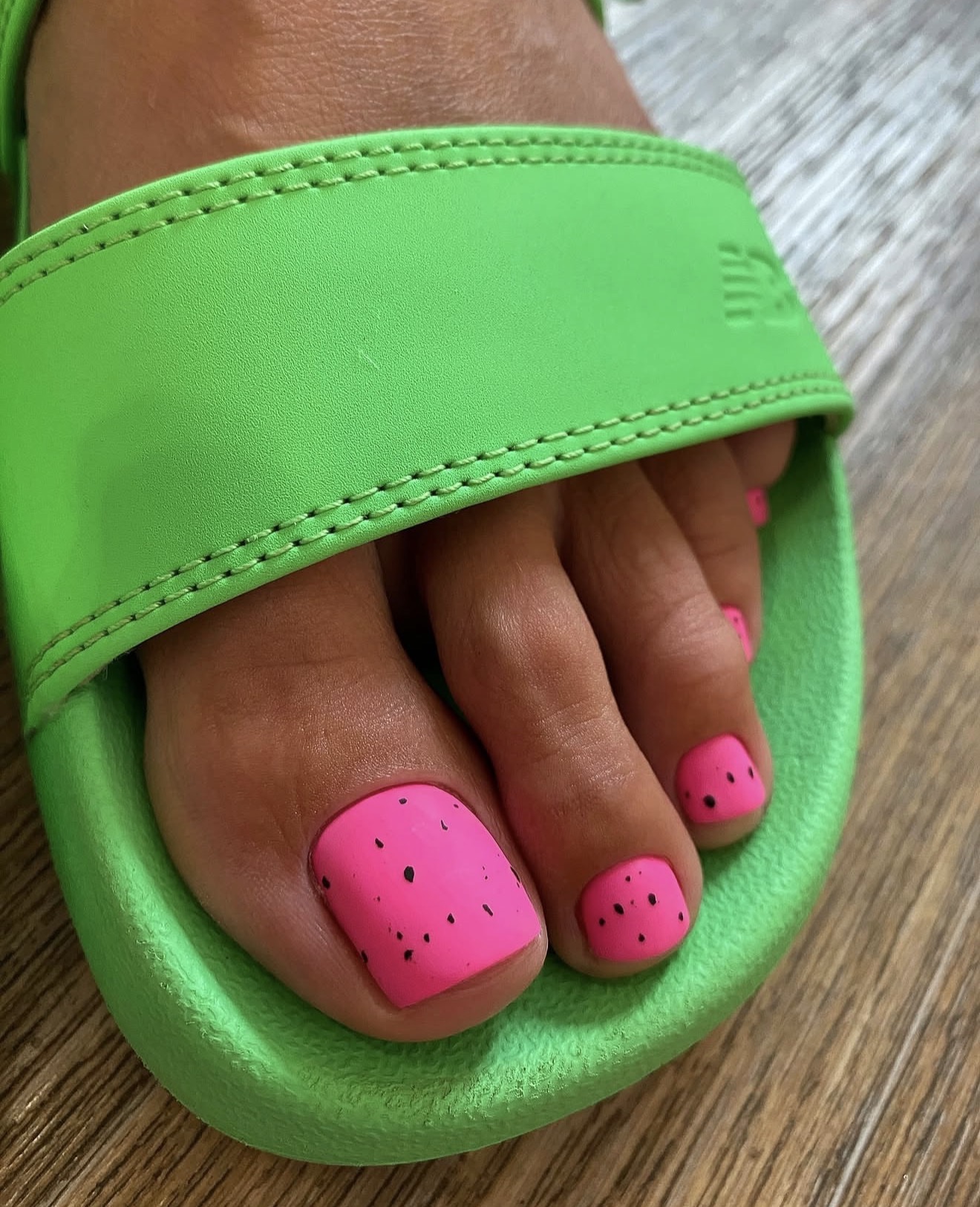 Neon Pink Matte Dalmatian Dot Pedicure