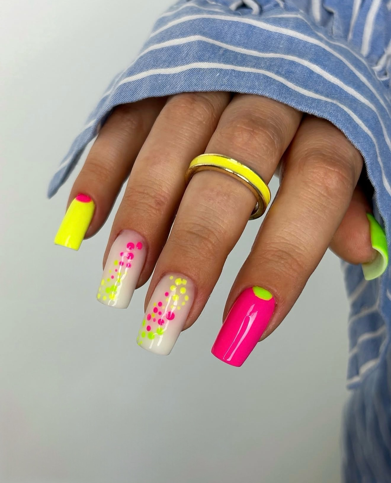 Neon Pink & Yellow Abstract Dot Accents