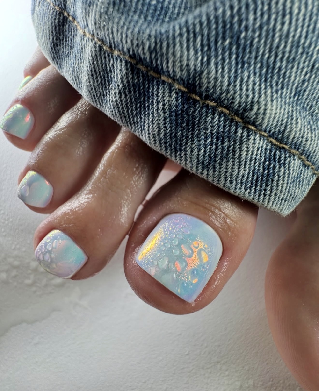 Ocean Dewdrop Chrome Square Pedicure